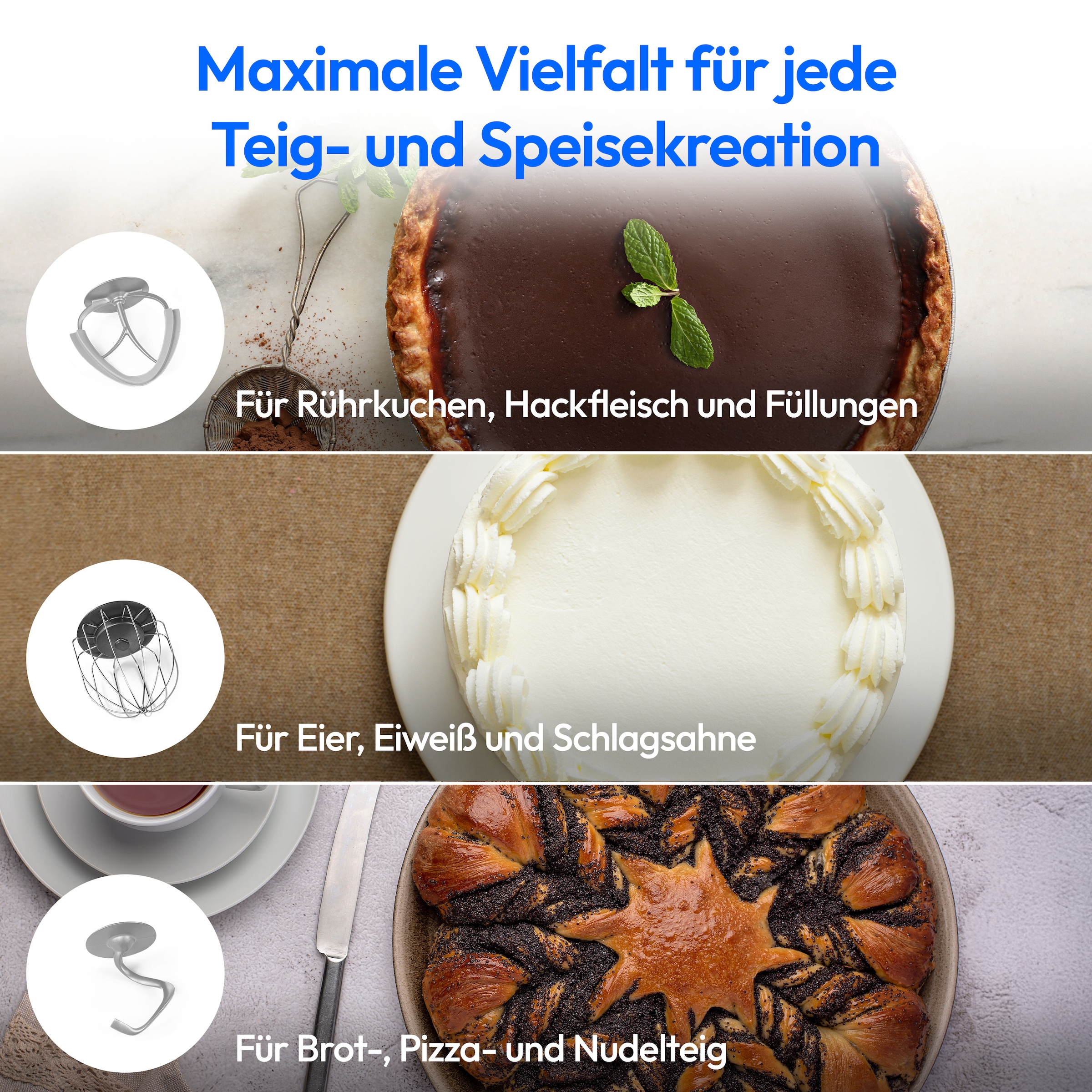 Medion® Küchenmaschine »MD 12600, 8 Geschwindigkeitsstufen, Impulsfunktion, DC-Motor, 4,6 L«, Mit umfangreichem Zubehör-Set, Fleischwolf-Aufsatz, Gemüsereibe