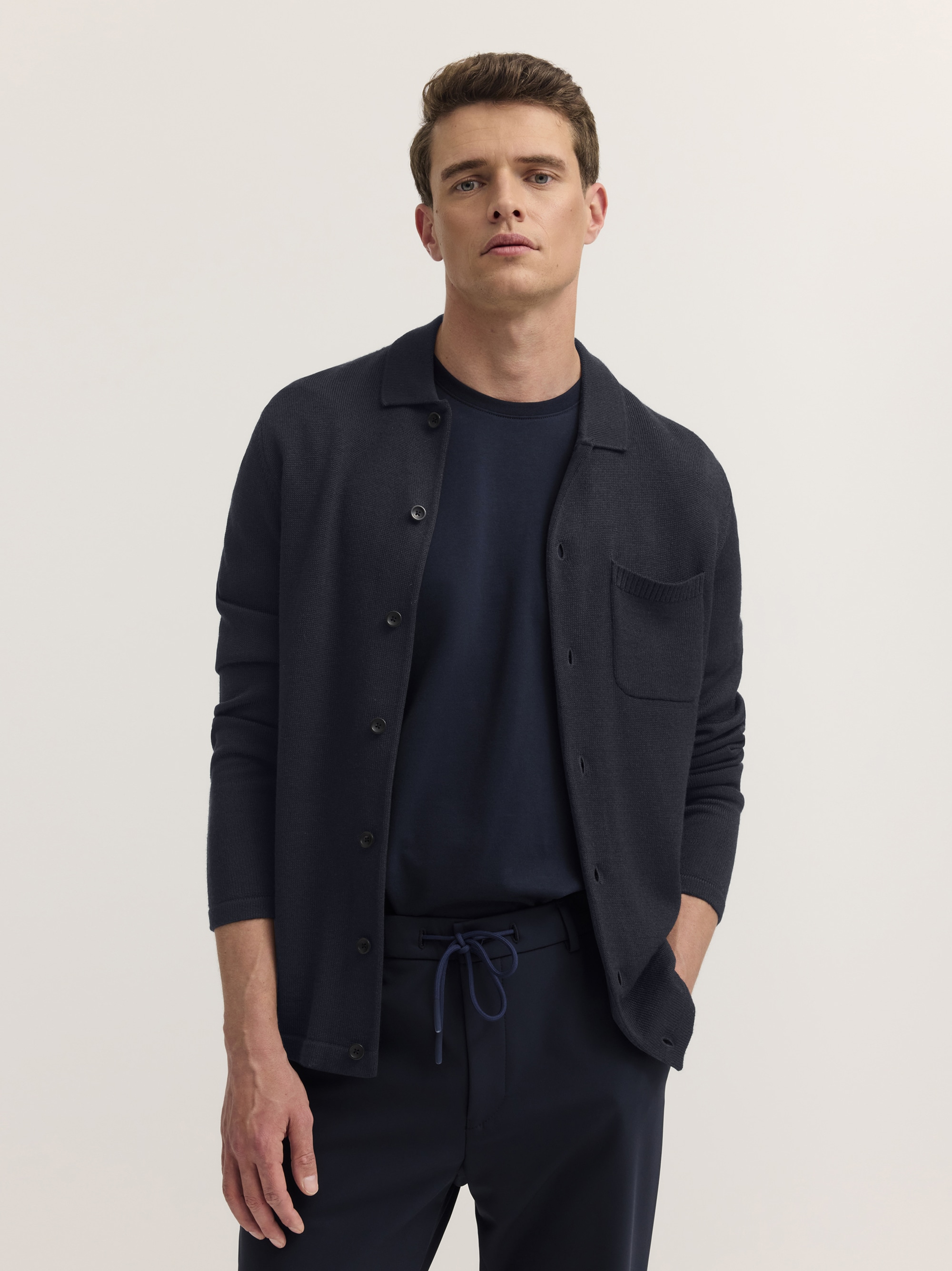 bugatti Strickjacke »Regular Fit« Regular Fit Wollmix Umlegekragen