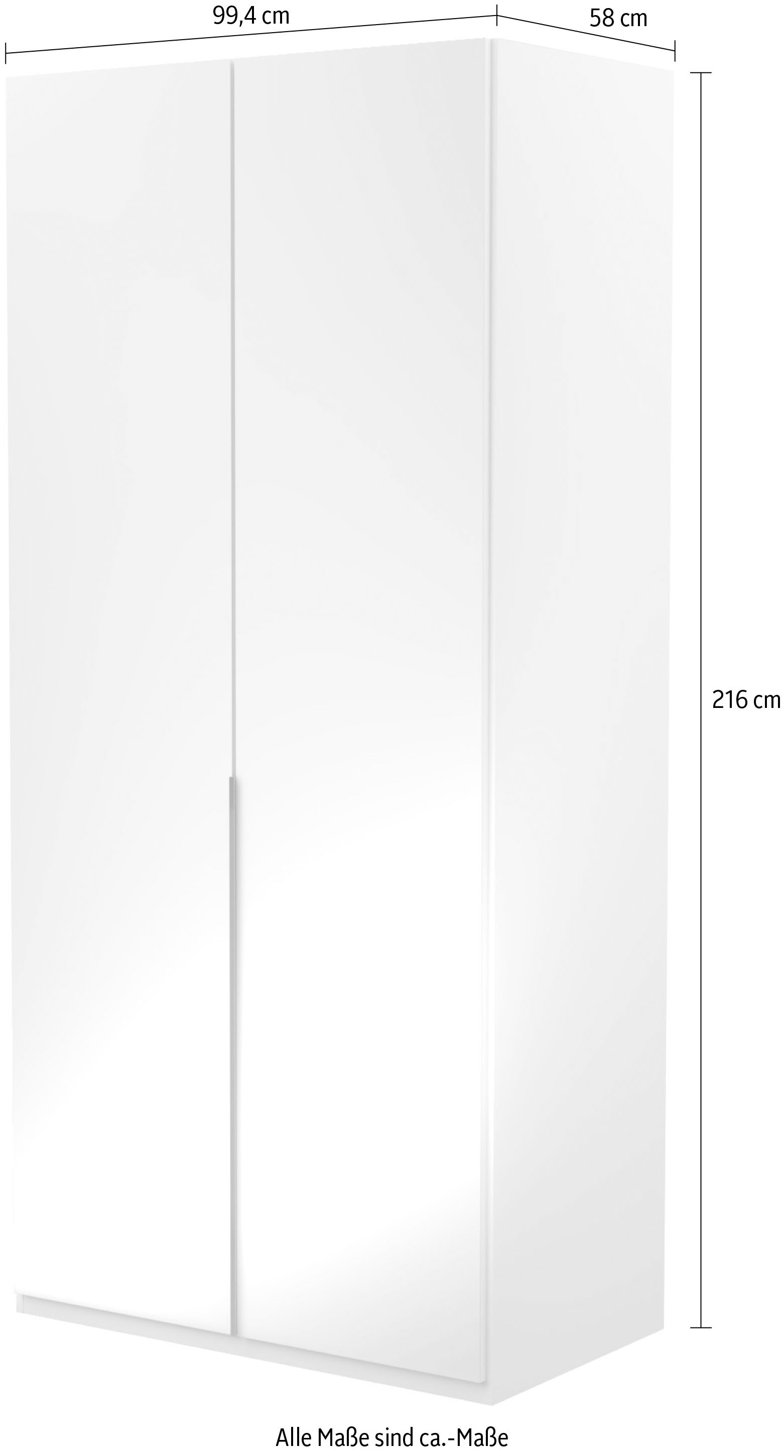 Musterring Kleiderschrank »San Diego, Kleiderschrank, Schrank, Garderobe, mit Glastüren« weiß, Türen gedämpft, 2 Höhen, mehrere Breiten, MADE IN GERMANY, 1 Stk. tlg. 2-türig (gedämpft), 2 Böden, 1 Kleiderstange, Chromgriffe