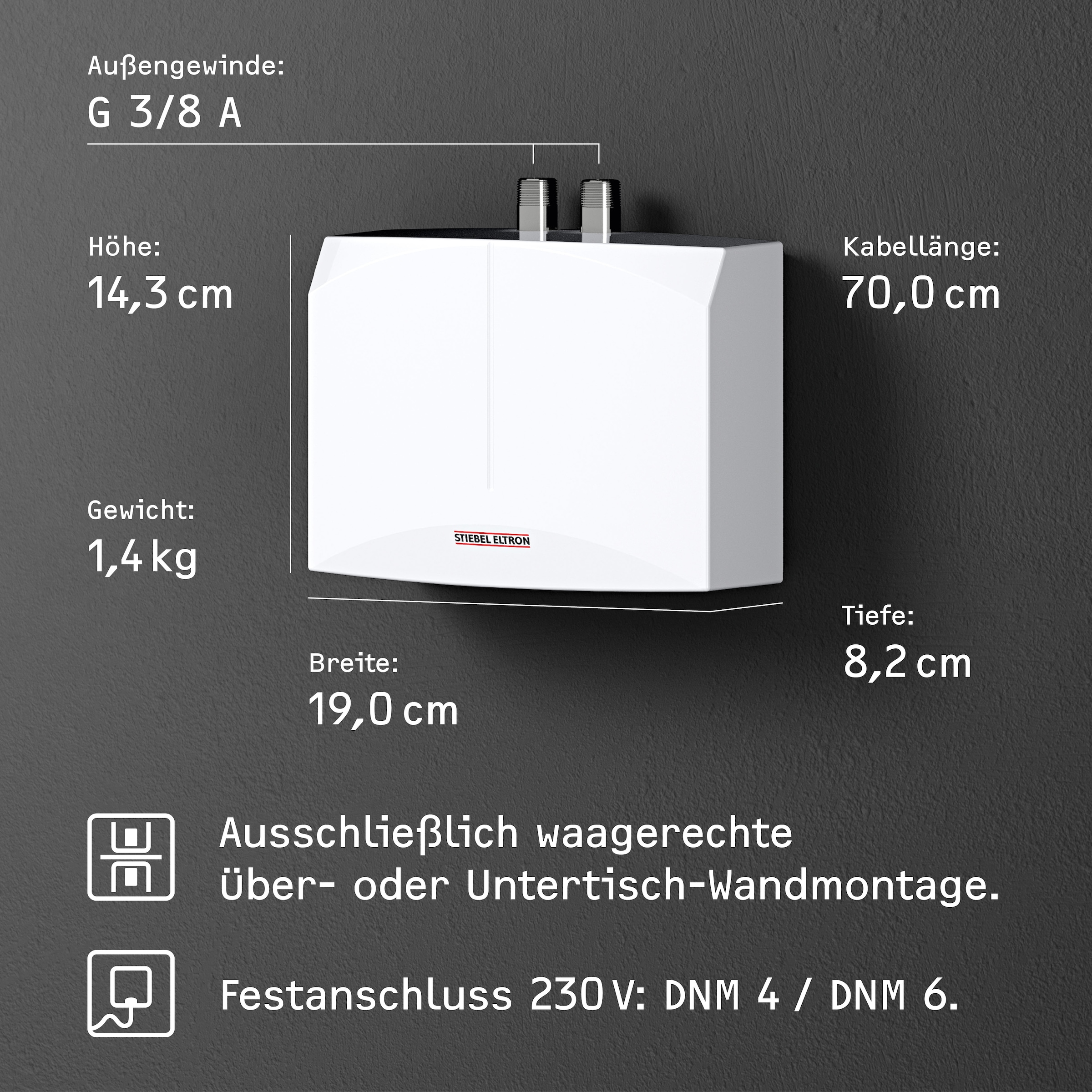 STIEBEL ELTRON Klein-Durchlauferhitzer »DNM 6«, hydraulisch, für Handwaschbecken, 5,7 kW, Festanschluss 230V