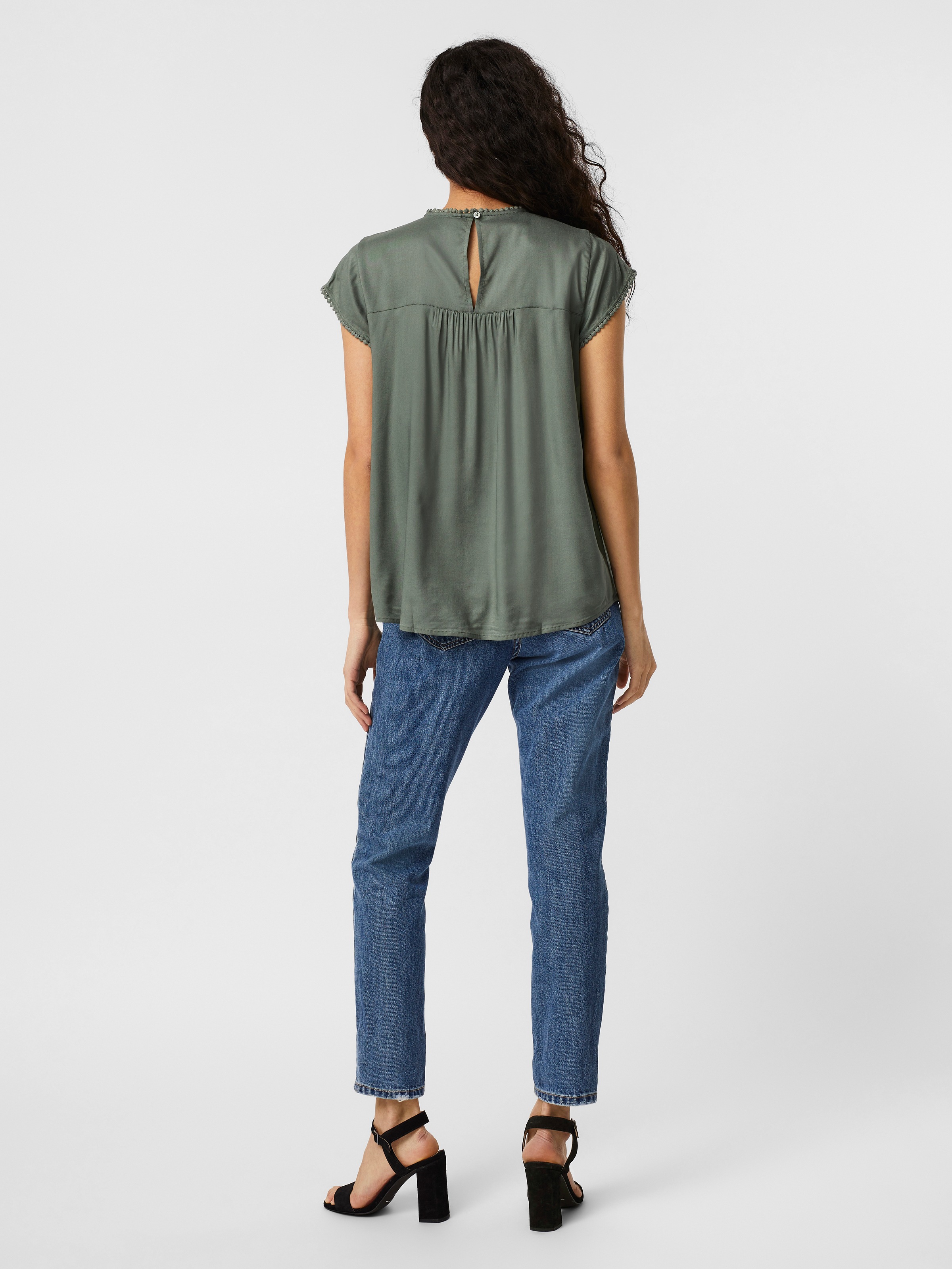 Vero Moda Kurzarmbluse »VMDEBBIE PLEAT S/L TOP GA NOOS« Viskose, regular fit
