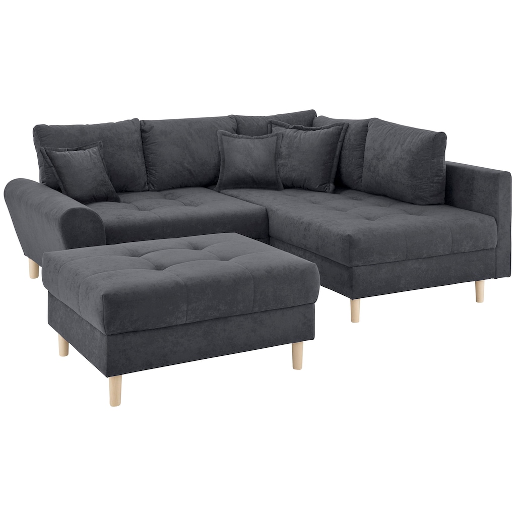 Home affaire Ecksofa »Rice«, (Set, mit Hocker)