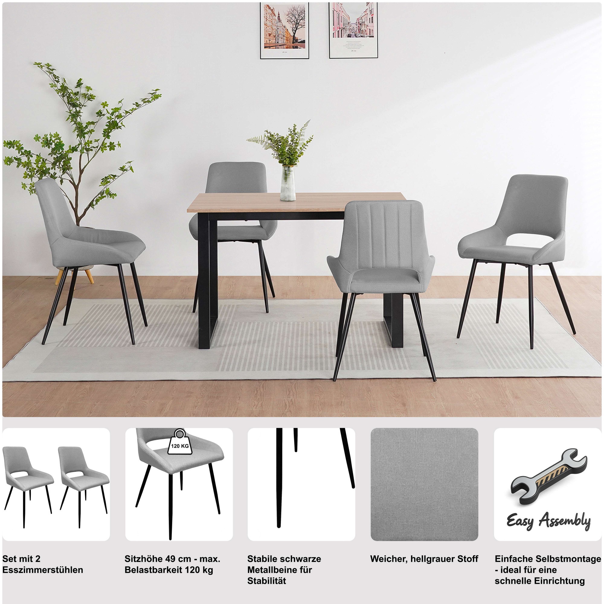 OTTO home Esszimmerstuhl »Derrek« (Set) im 2 er Set mit gepolsterter  Rückenlehne