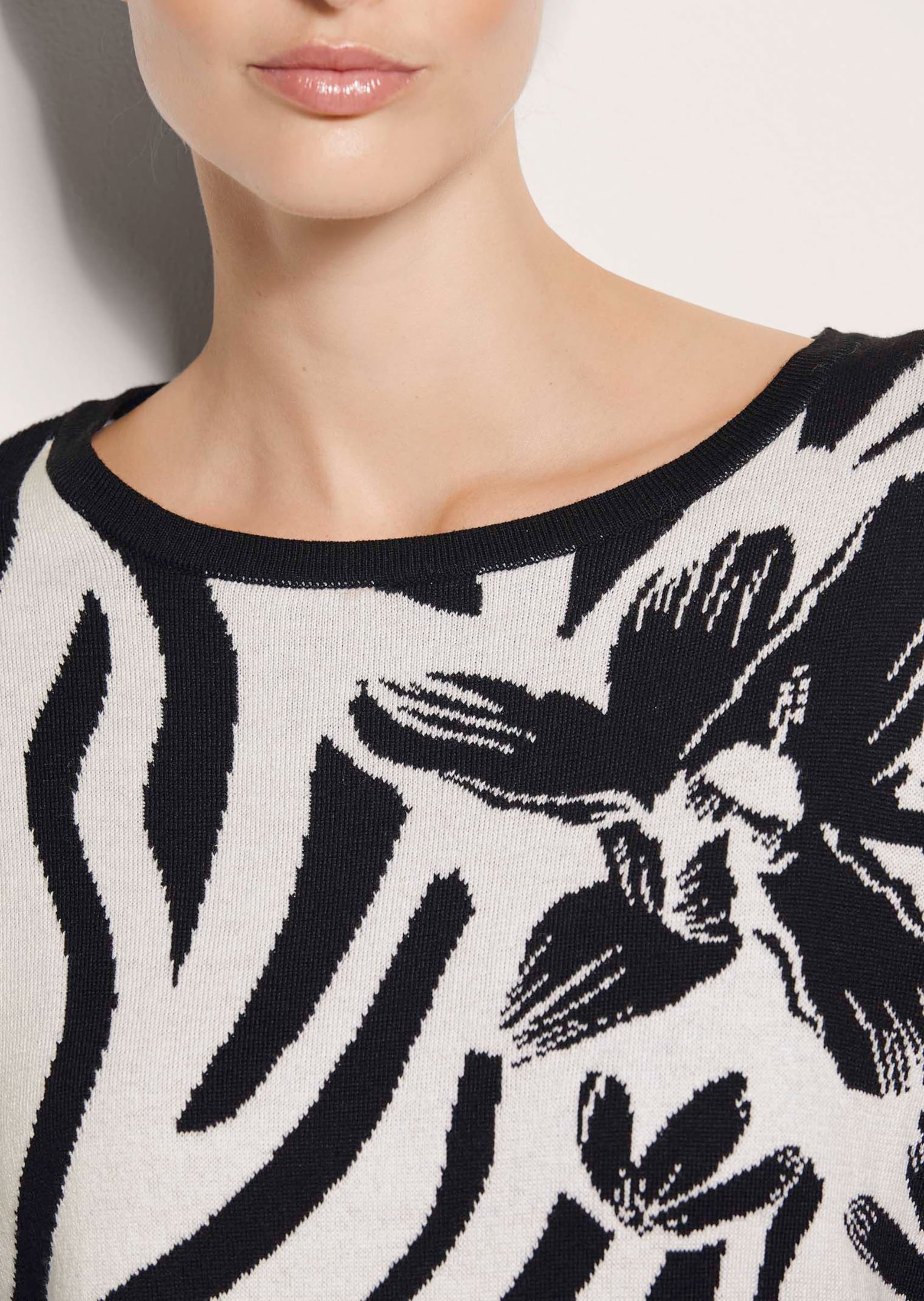 MADELEINE Longpullover »Strickpullover Intarsienpullover mit Zebra- und Blumenmuster«
