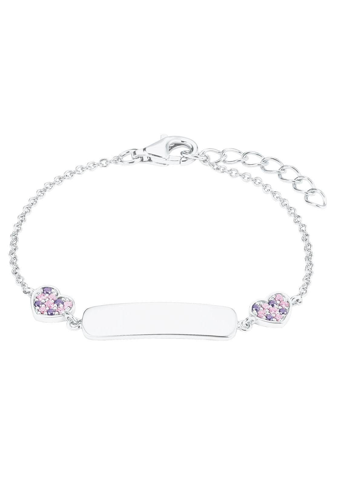 Prinzessin Lillifee Silberarmband »Plakette mit Herzen, 2027208«, mit Zirkonia (synth.)