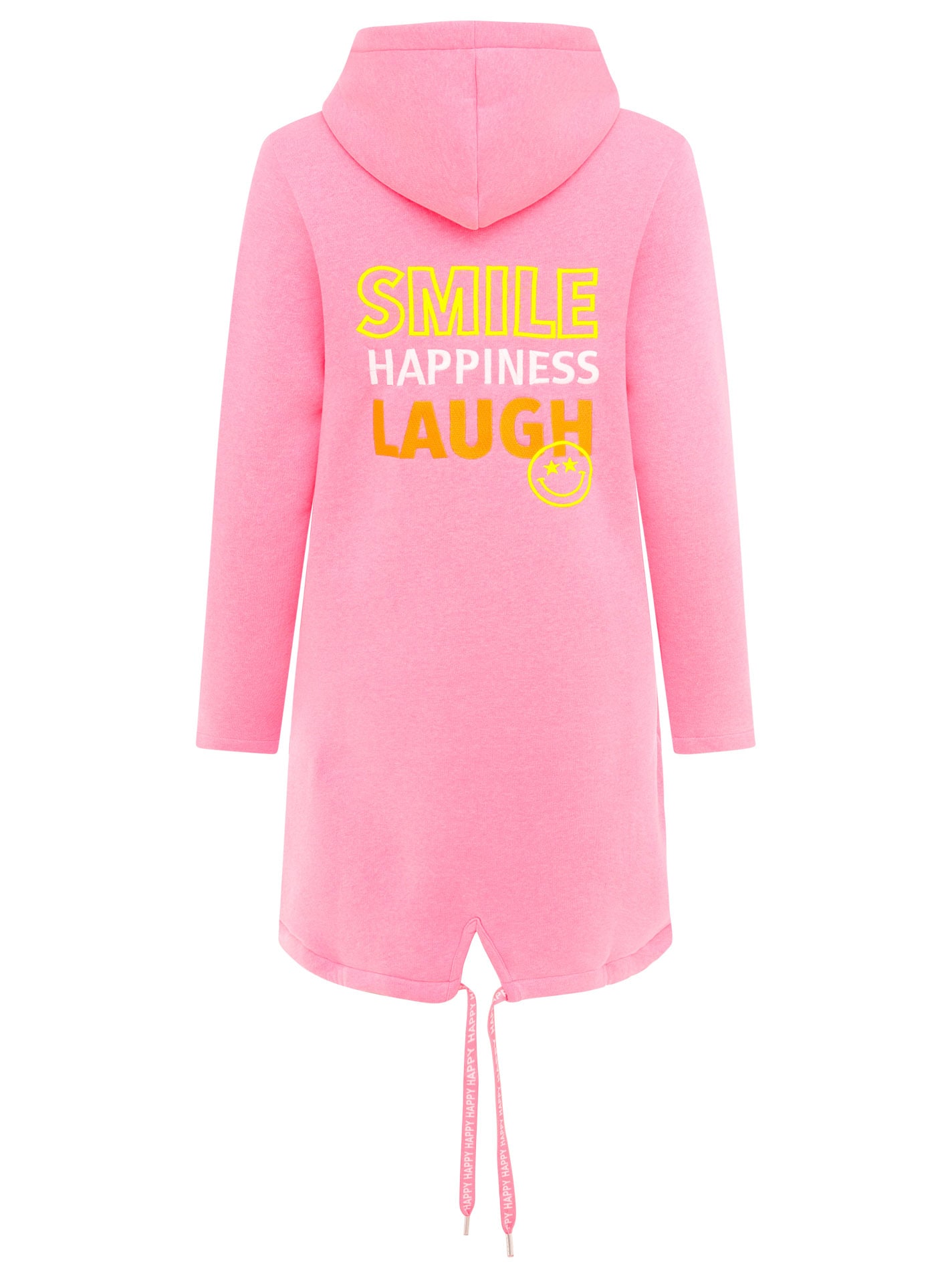 Zwillingsherz Jerseymantel »"Smile Happiness Laugh"«, mit positiver Botschaft, gesticktes Motiv hinten und vorne