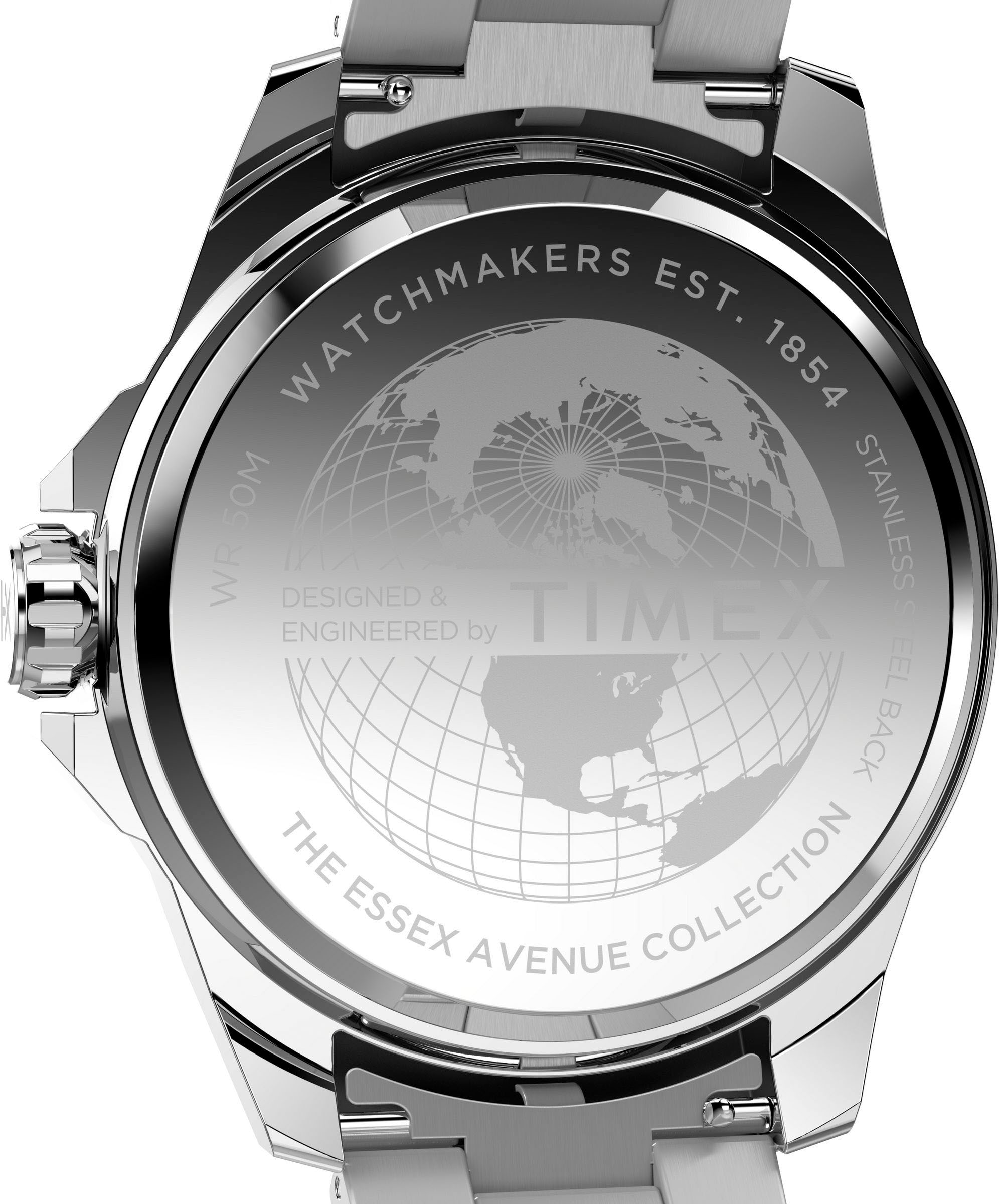 Timex Quarzuhr »ESSEX«, Armbanduhr, Herrenuhr,Edelstahlarmband,Datum, Leuchtzeiger