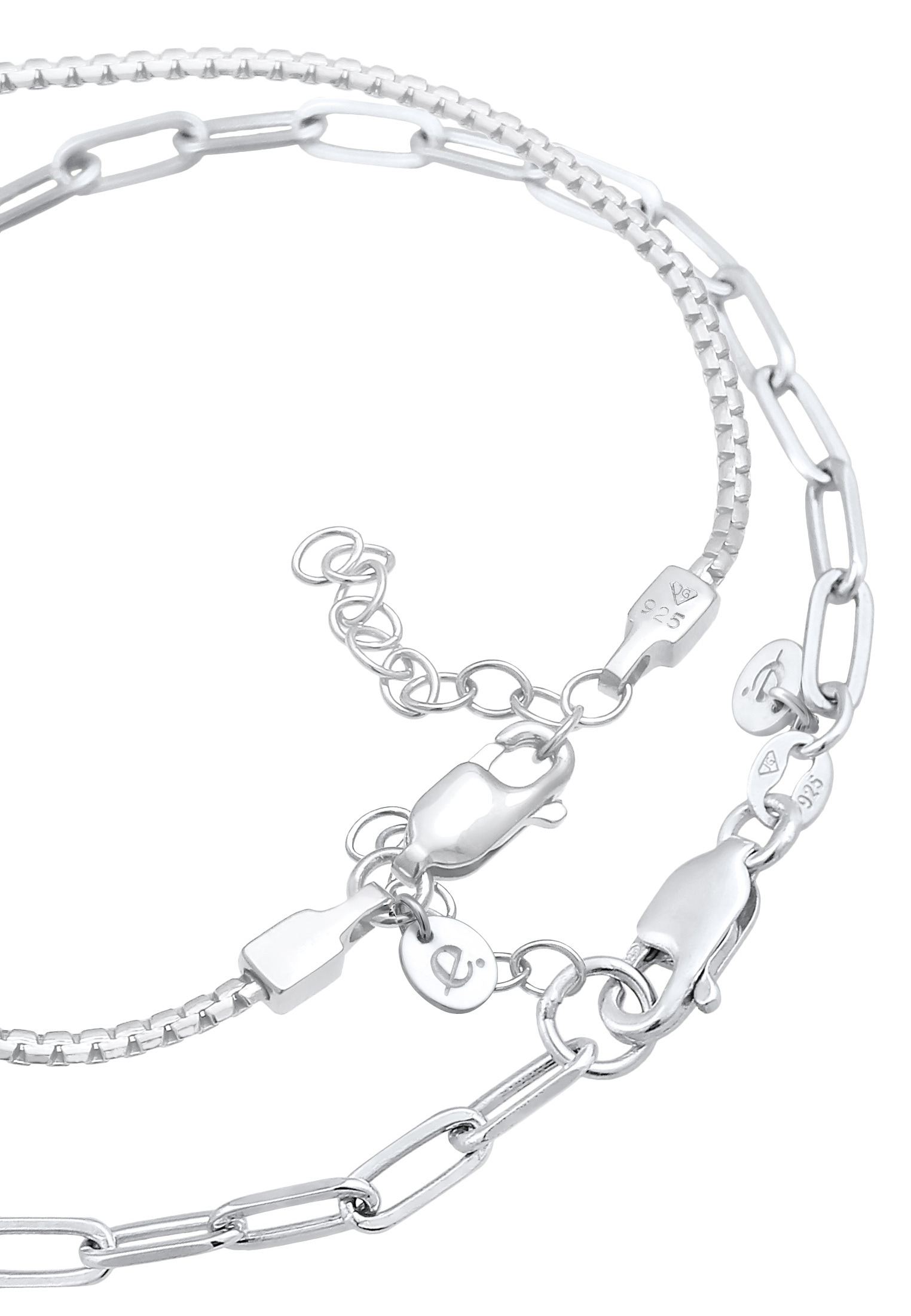 Elli Premium Armketten Set »Armband Glieder Grob Rund Oval Basic (2 tlg.) 925 Silber«