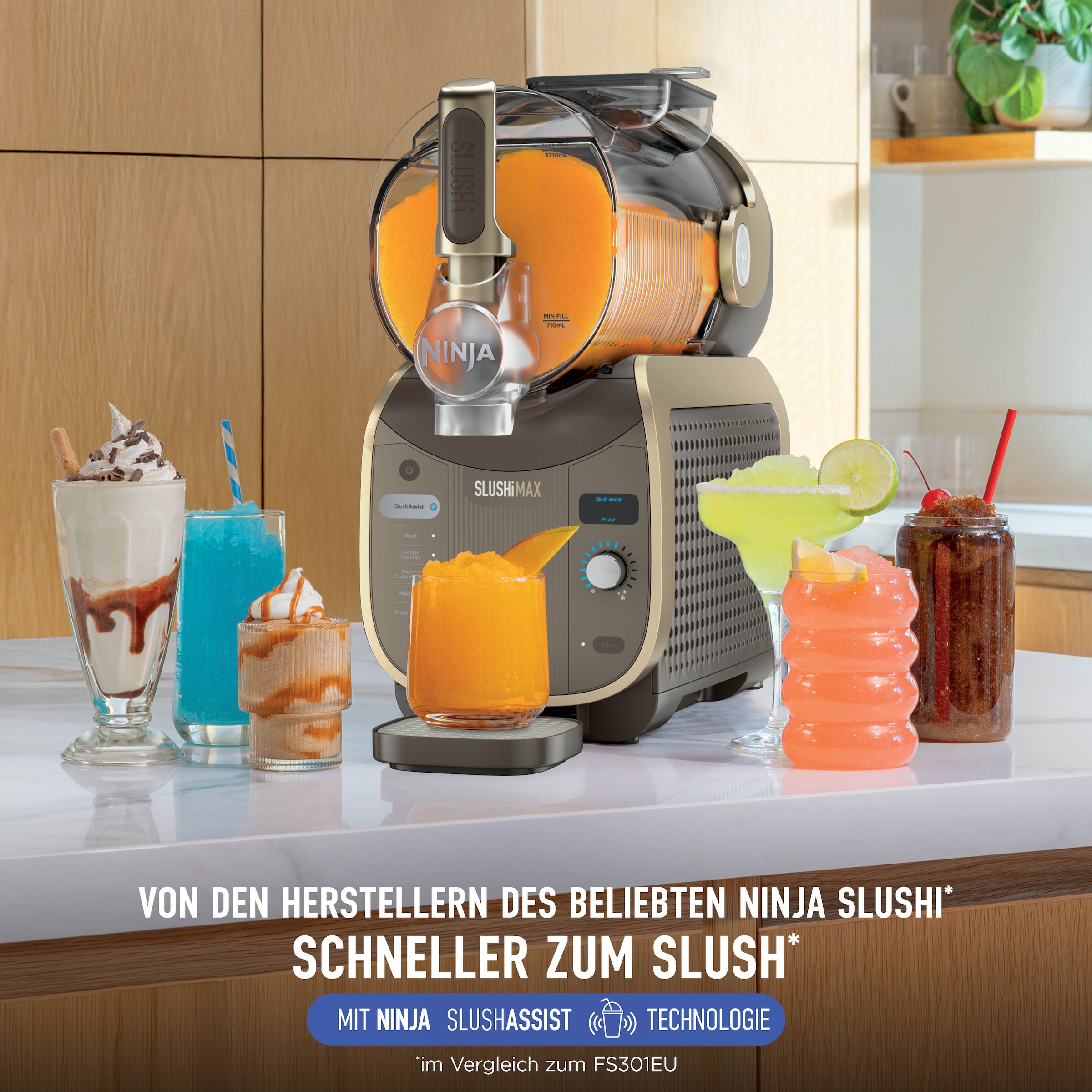 NINJA Slush-Eismaschine »SLUSHi MAX – Mokka FS605EUBR« 3,31 l 280 W für gefrorene Getränke, SlushAssist-Technologie