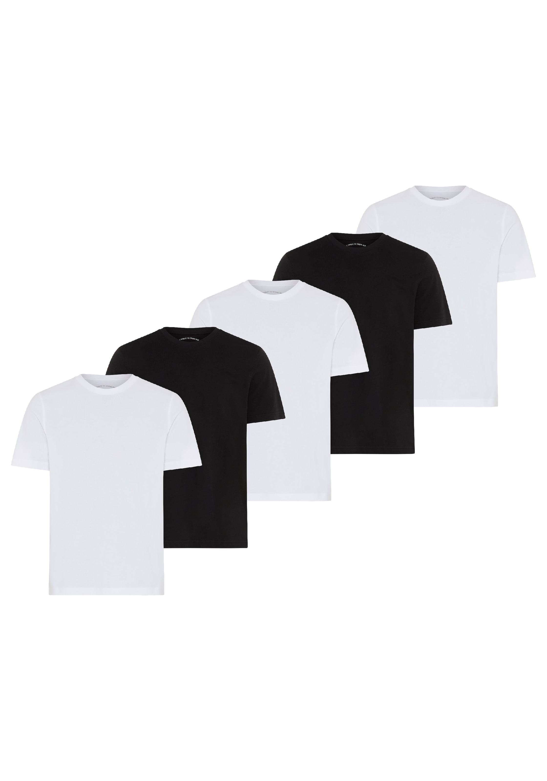 Man's World Rundhalsshirt 5er-Pack,  Kurzarm,  Regular Fit,  unifarben,  Rundhals,  aus Baumwolle