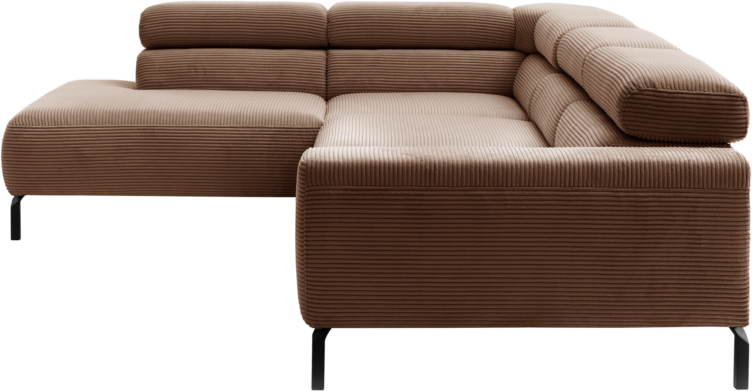 Places of Style Ecksofa »Antonelli, L-Form, inkl. Kopfteilverstellung, Breite 276 cm«, mit elektrischer Sitztiefenverstellung, in Cord, rost