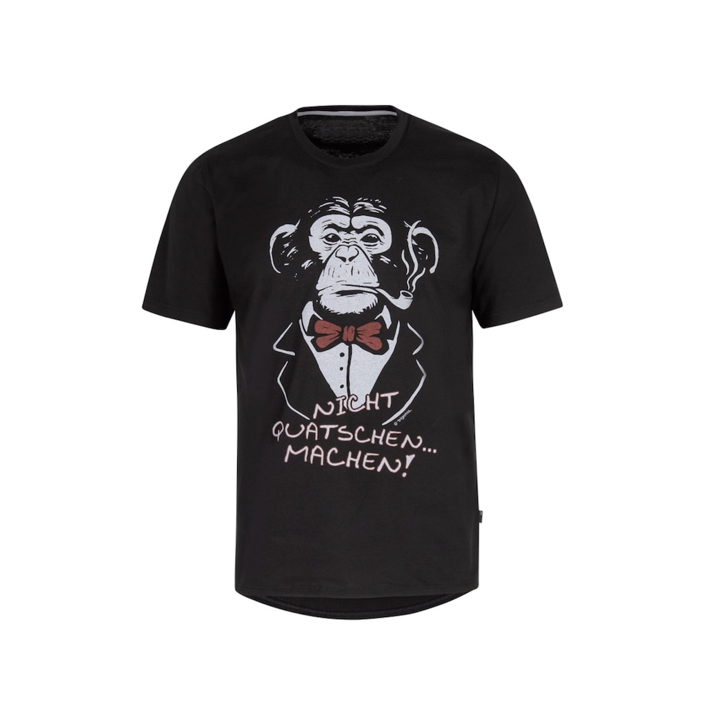 Trigema T-Shirt »TRIGEMA T-Shirt mit Affen-Druckmotiv und Spruch«, (1 tlg.)