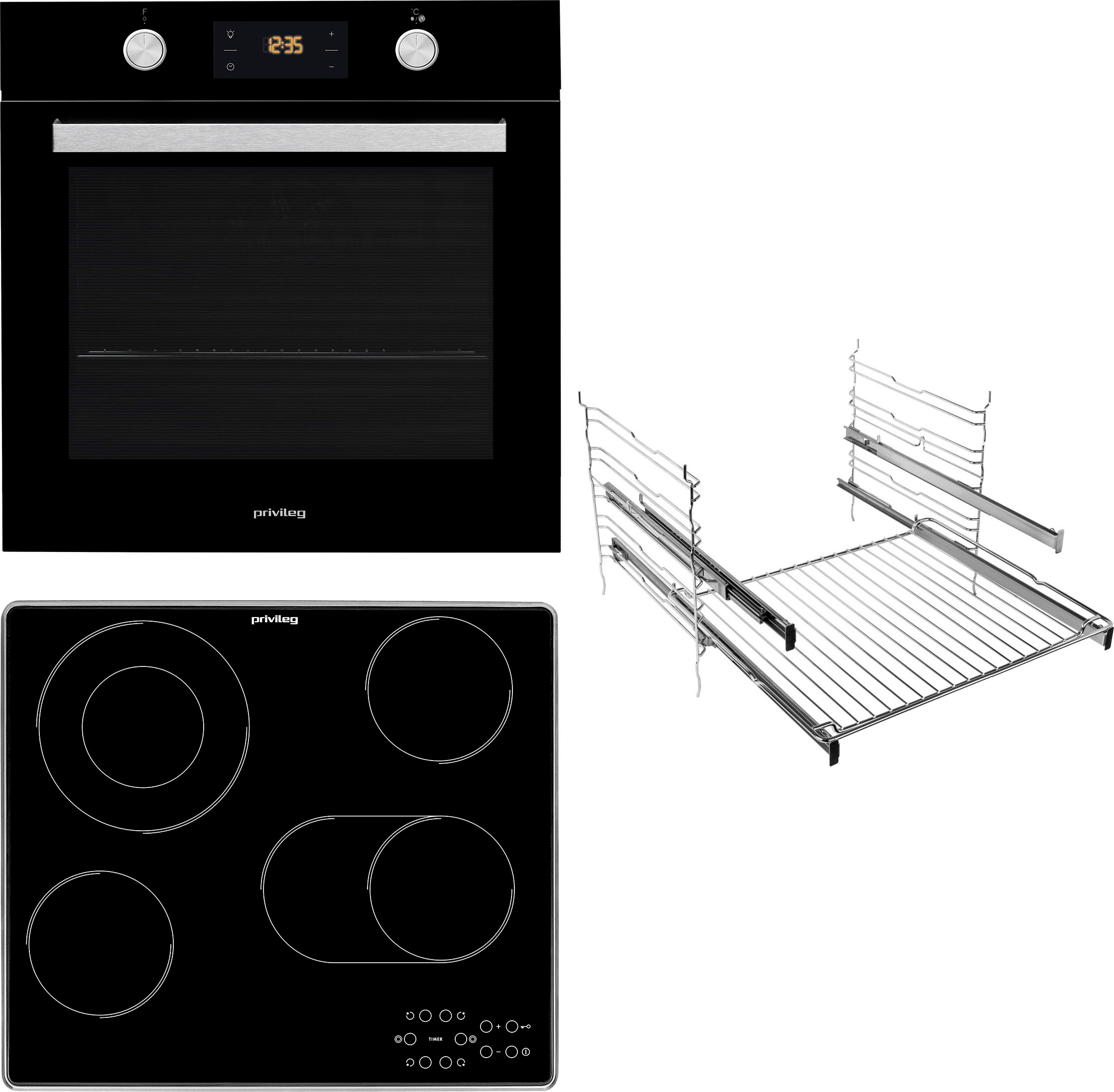 Backofen-Set »PBWR6 OP8V2 BLG«, mit 2-fach-Teleskopauszug, Pyrolyse-Selbstreinigung