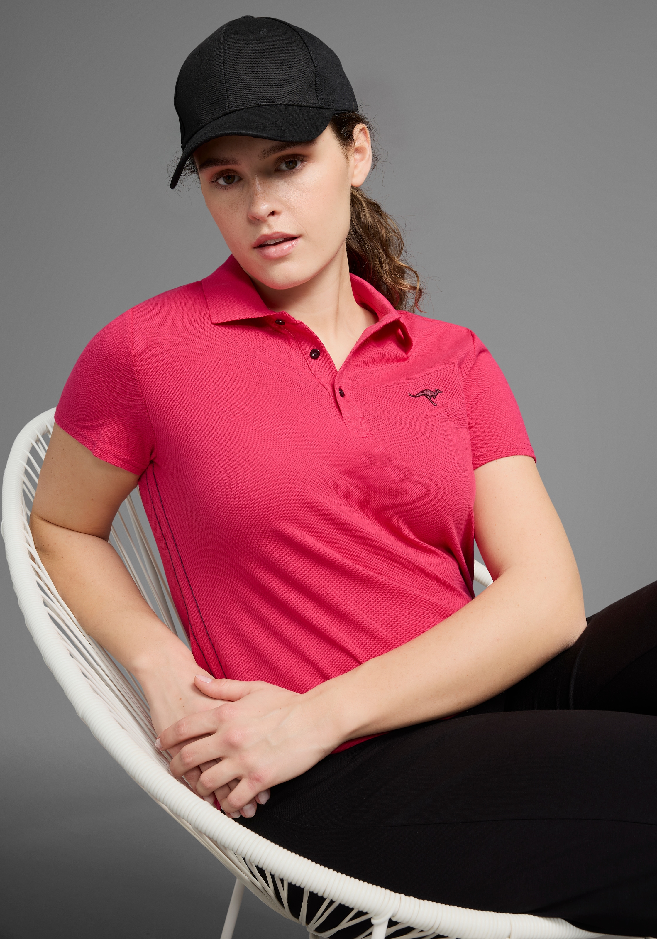 KangaROOS Poloshirt, Kurzarm, unifarben, Polokragen, aus Baumwolle