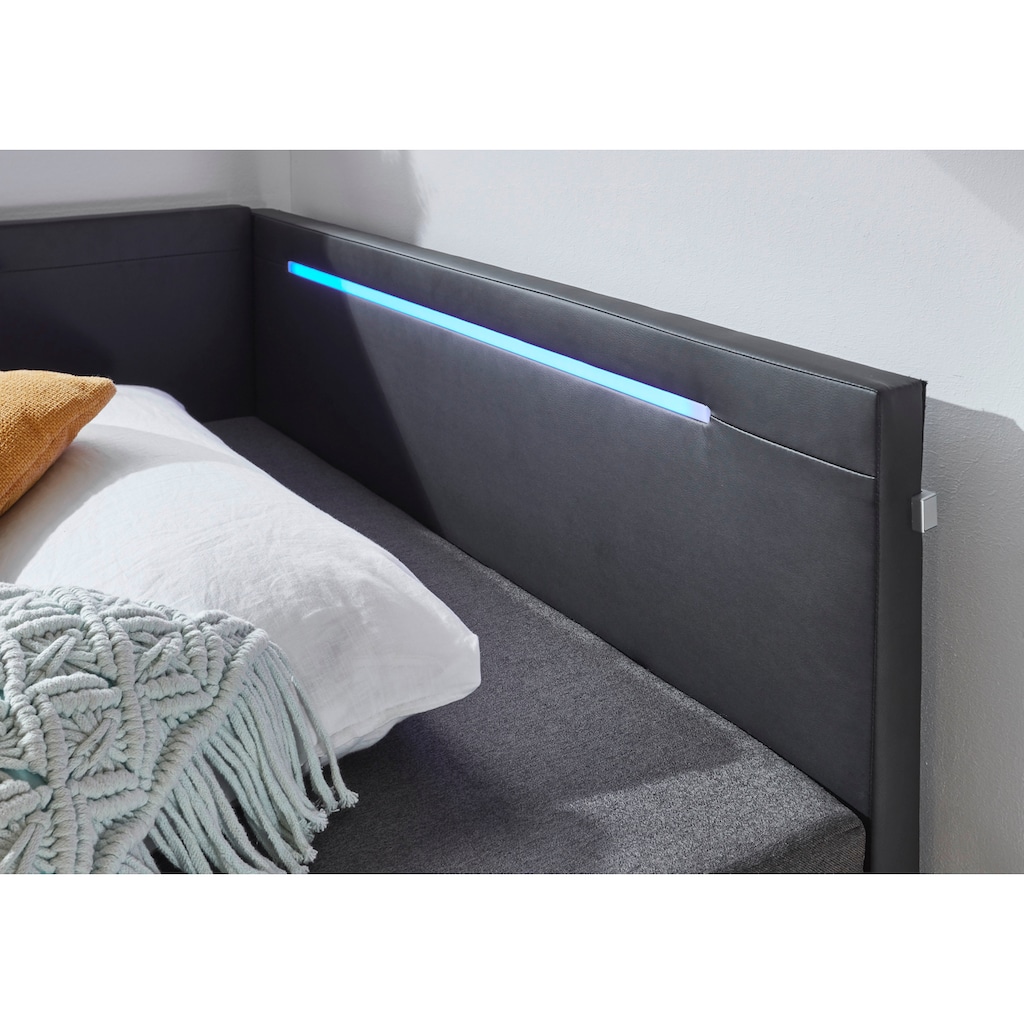 meise.möbel Polsterliege »Laser«, mit LED Beleuchtung, inkl. Matratze und Bettkasten