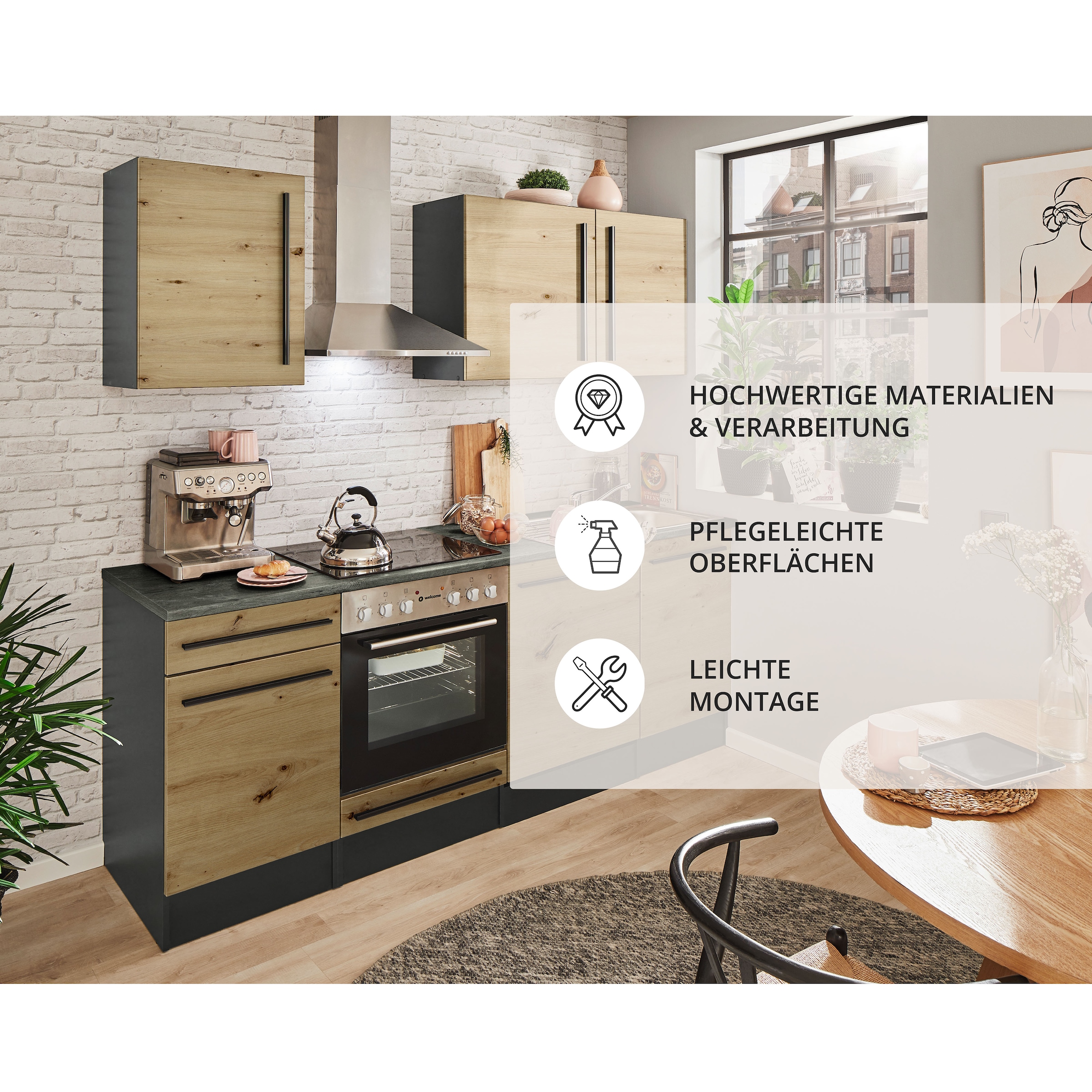 BASIC by Balculina Küchenzeile »Jazz« Breite 220 cm, wahlweise mit E-Geräten