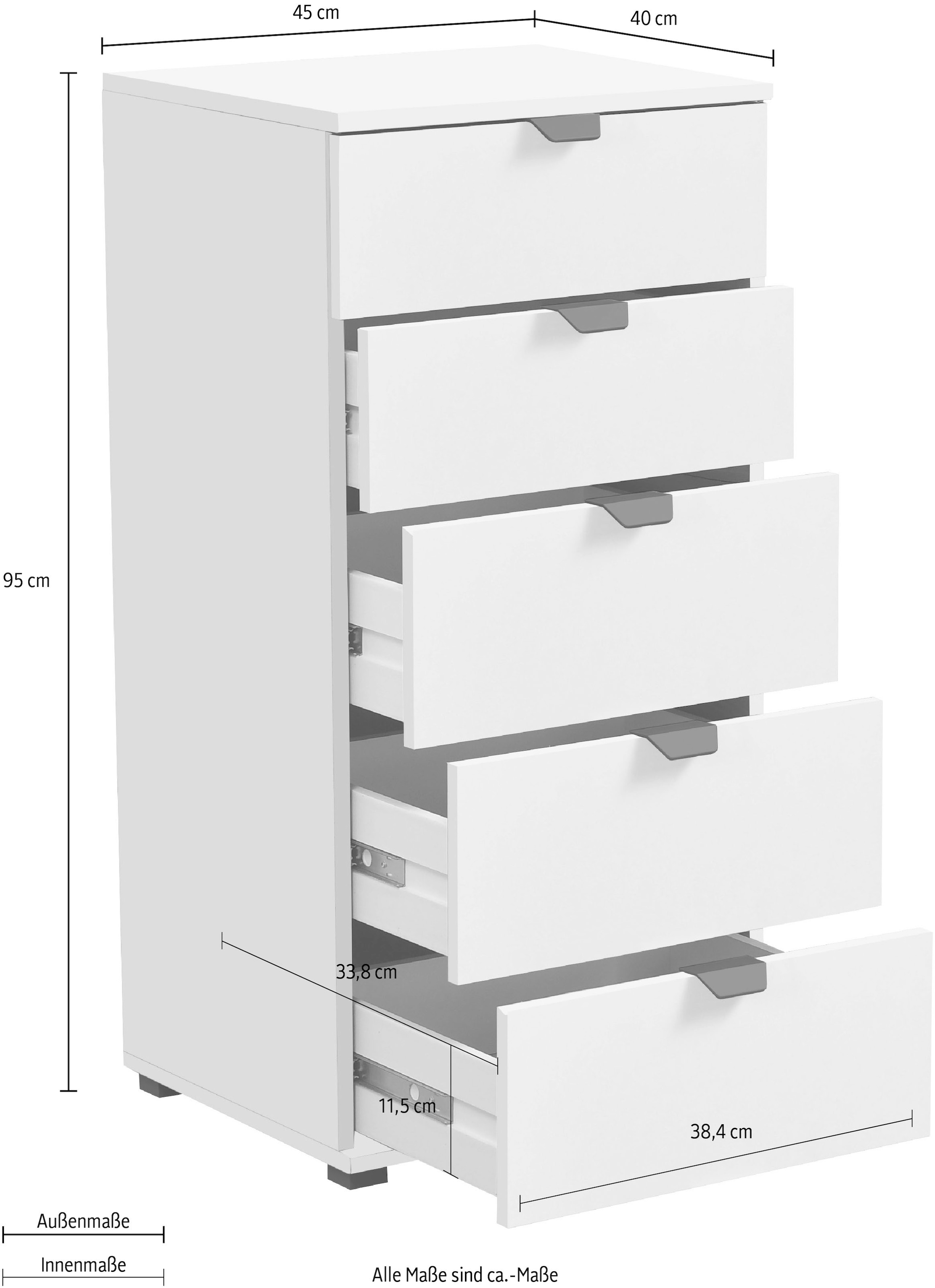 INOSIGN Kommode »Duero Schubkastenkommode« mit 5 Schubkästen, Breite ca. 45 cm