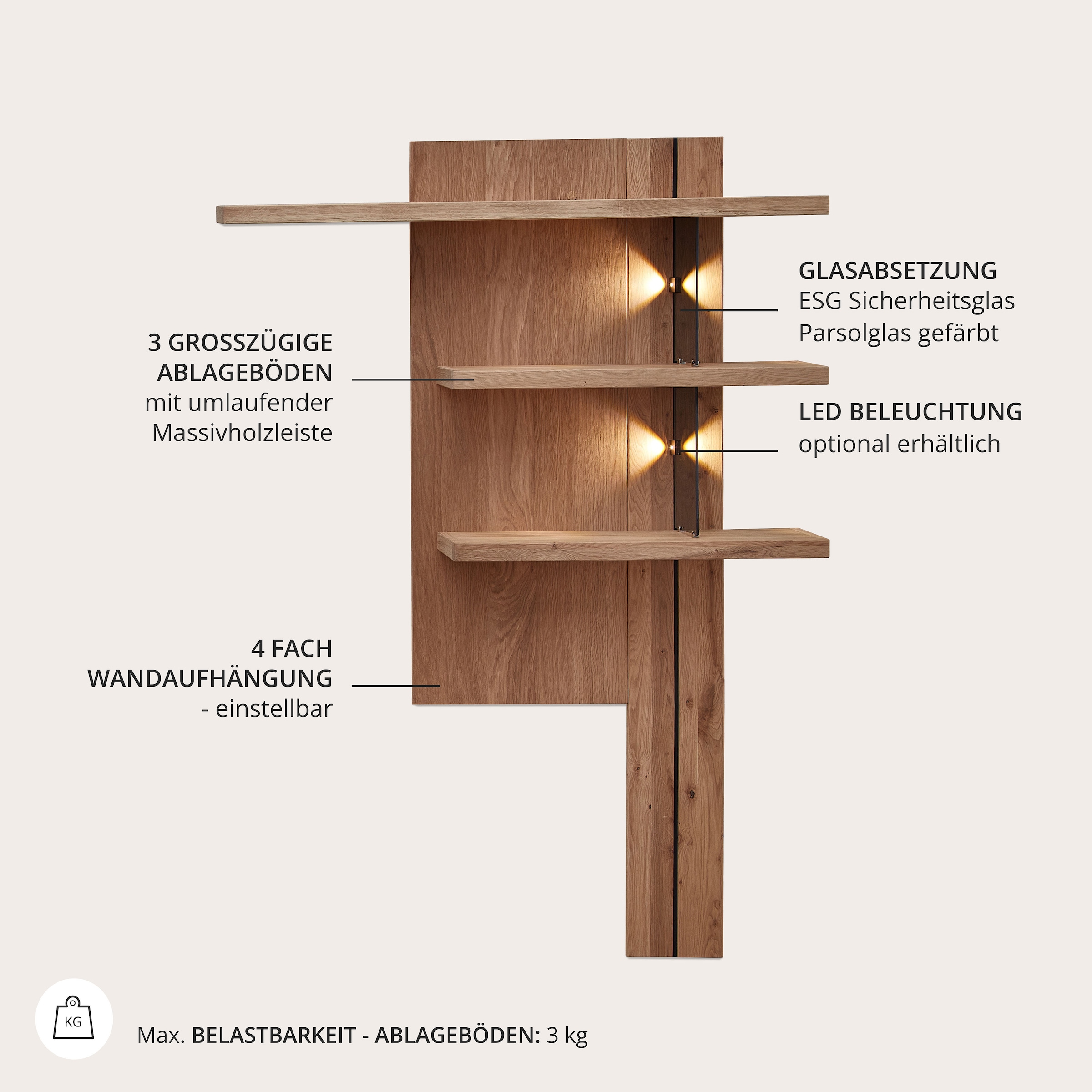Wohnconcept Wohnwand »Donna Wohnwand, 324x180x50 (BxHxT)« 3 Stk. tlg.