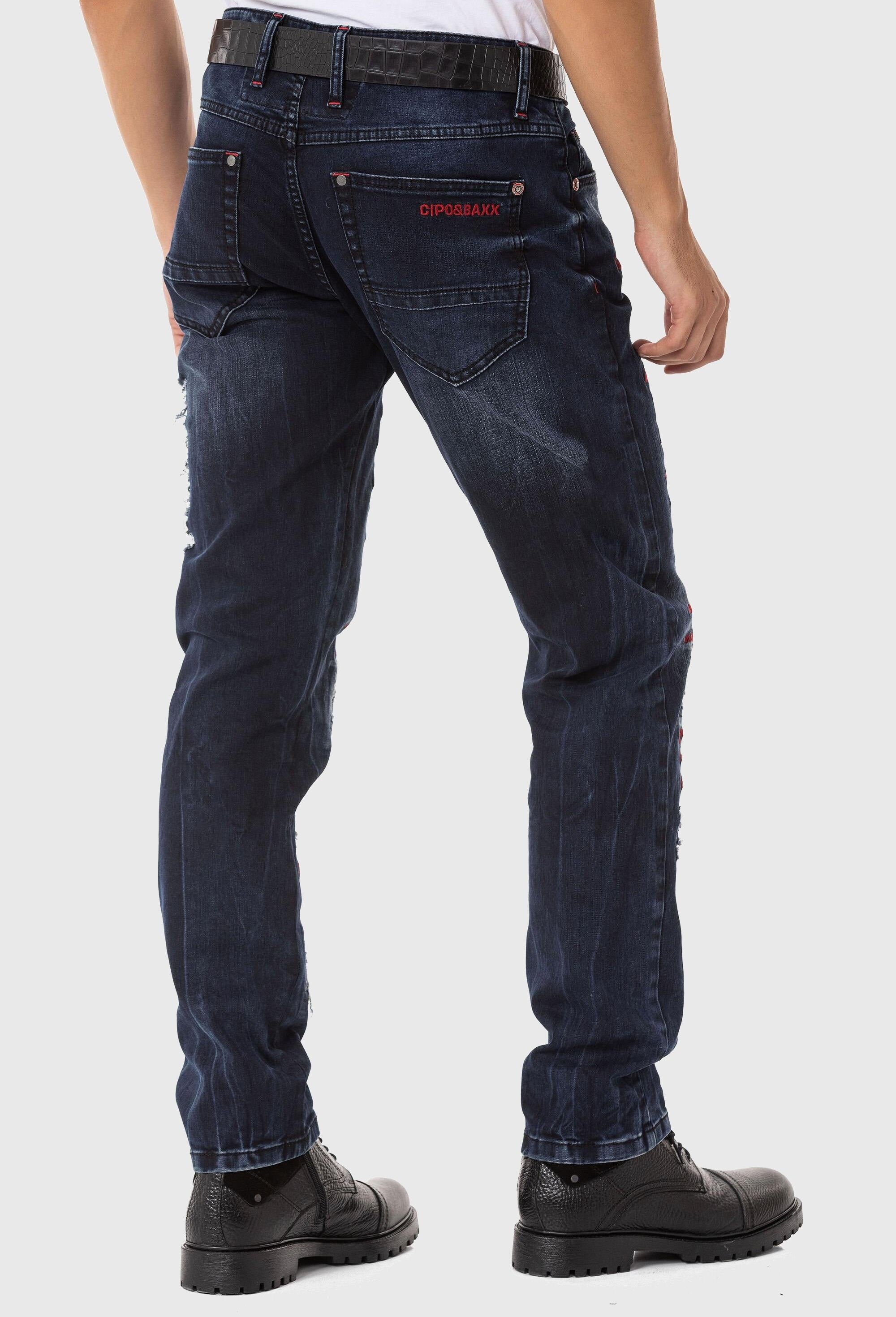 Cipo & Baxx Slim-fit-Jeans »Cipo & Baxx Jeans« mit farbigen Ziernähten
