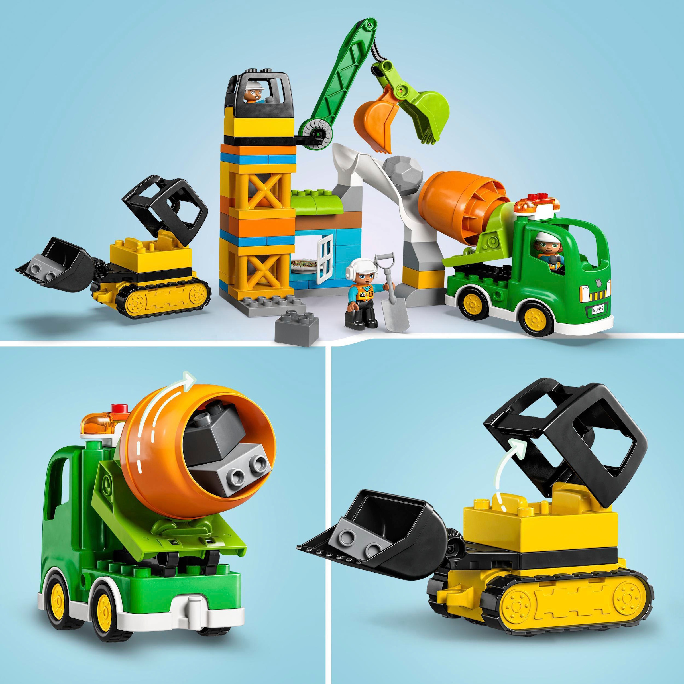 Baufahrzeugen mit Sound; Made Europe und in LEGO® DUPLO St.), bei Licht mit (61 (10990), »Baustelle LEGO® Town«, Konstruktionsspielsteine
