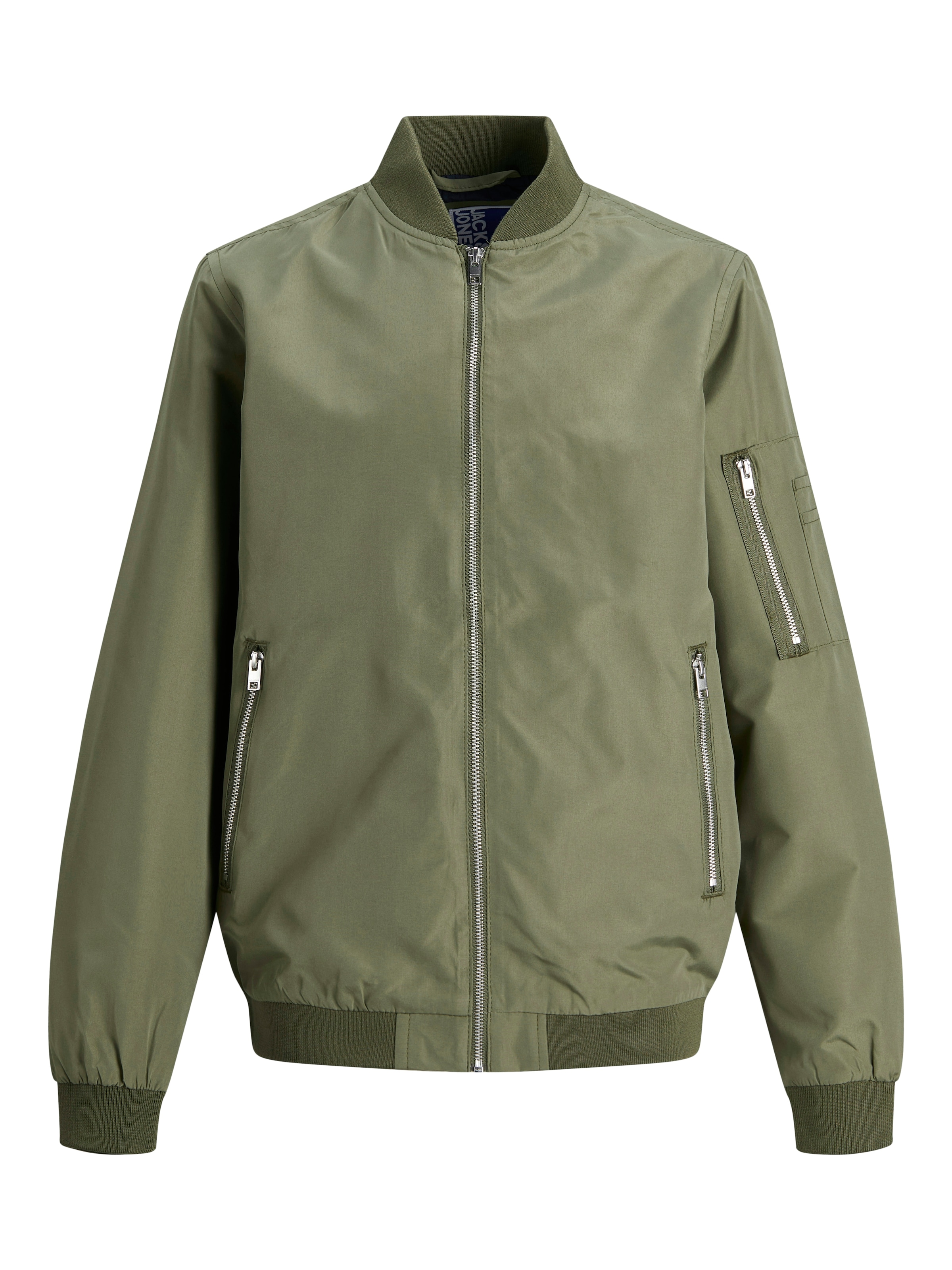 Jack & Jones Junior Bomberjacke »JJERUSH windabweisend und pflegeleicht« ohne Kapuze unifarben, modisch, regular fit, Web, Stehkragen