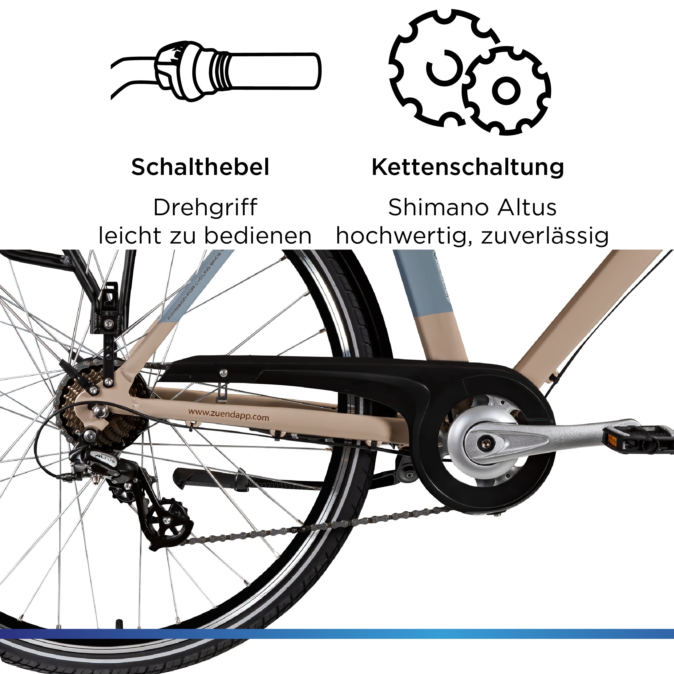Zündapp »Z807« 7 Gang Shimano Altus Schaltwerk Kettenschaltung Heckmotor 250 W Pedelec, Elektrofahrrad für Damen und Herren