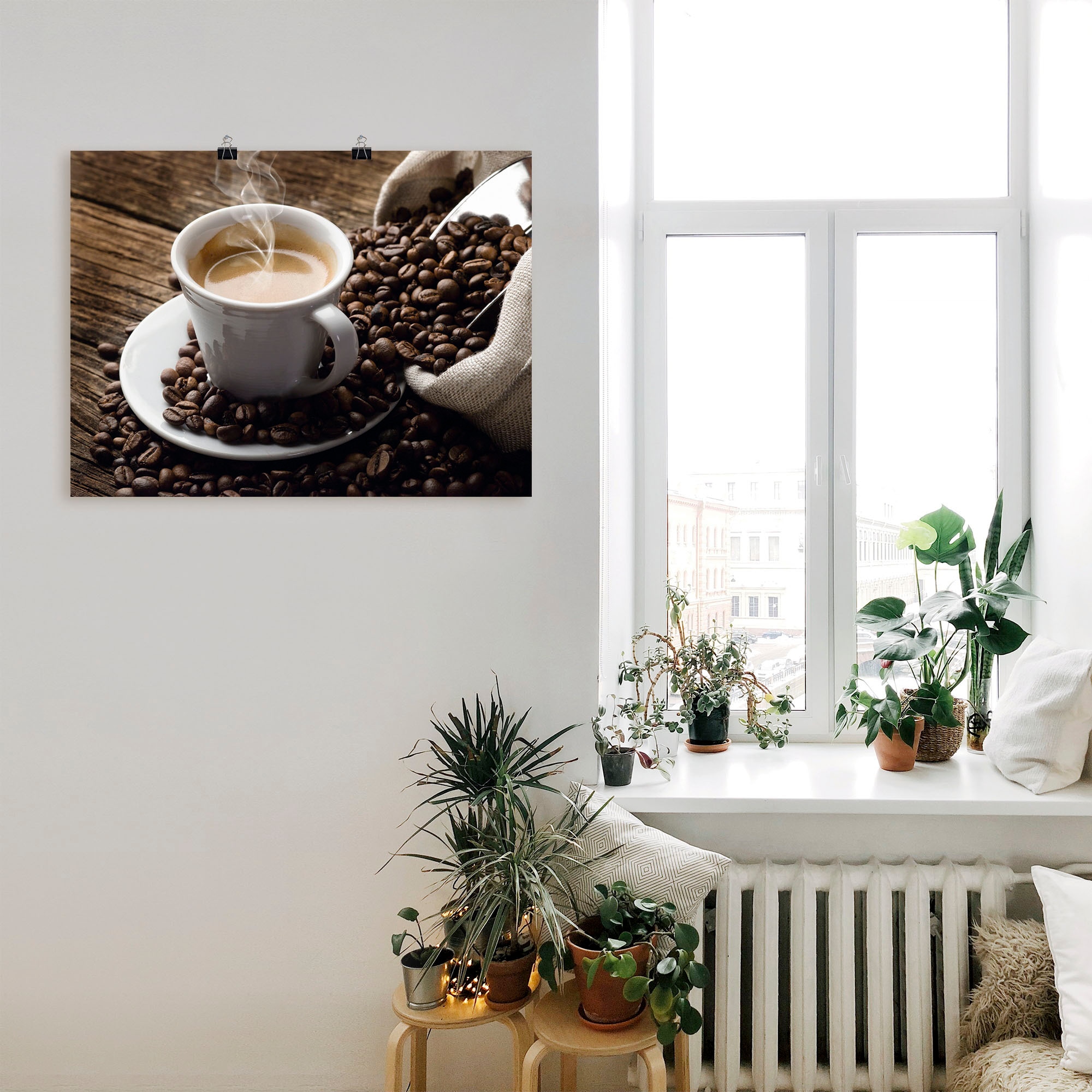 Raten dampfender Kaffee Artland Getränke, »Heißer auf Wandbild Kaffee«, bestellen (1 - St.)