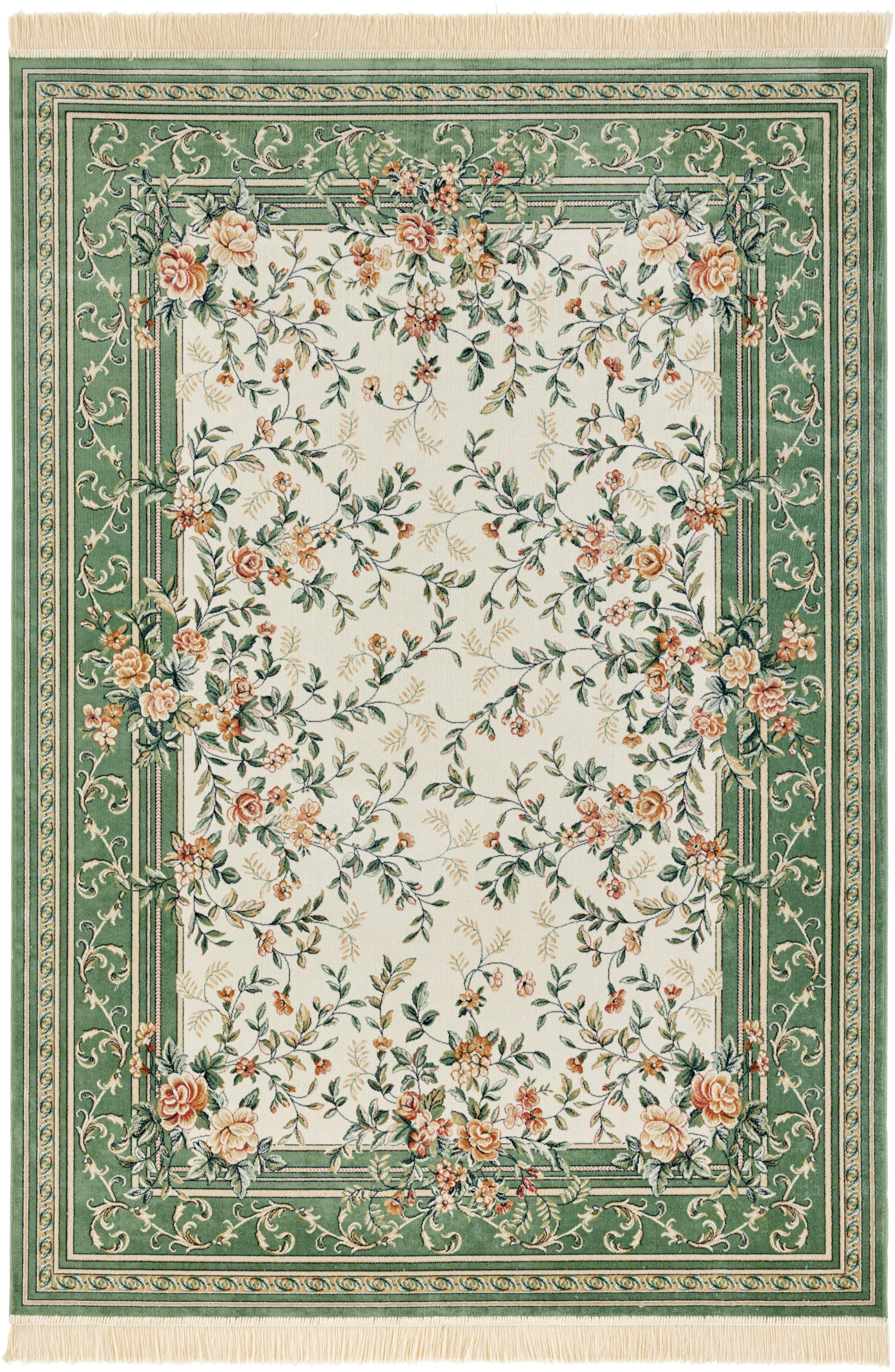 NOURISTAN Teppich »Antik Flowers«, rechteckig, 5 mm Höhe, Orientalisch mit Fransen, Orient, Wohnzimmer, Schlafzimmer, Esszimmer
