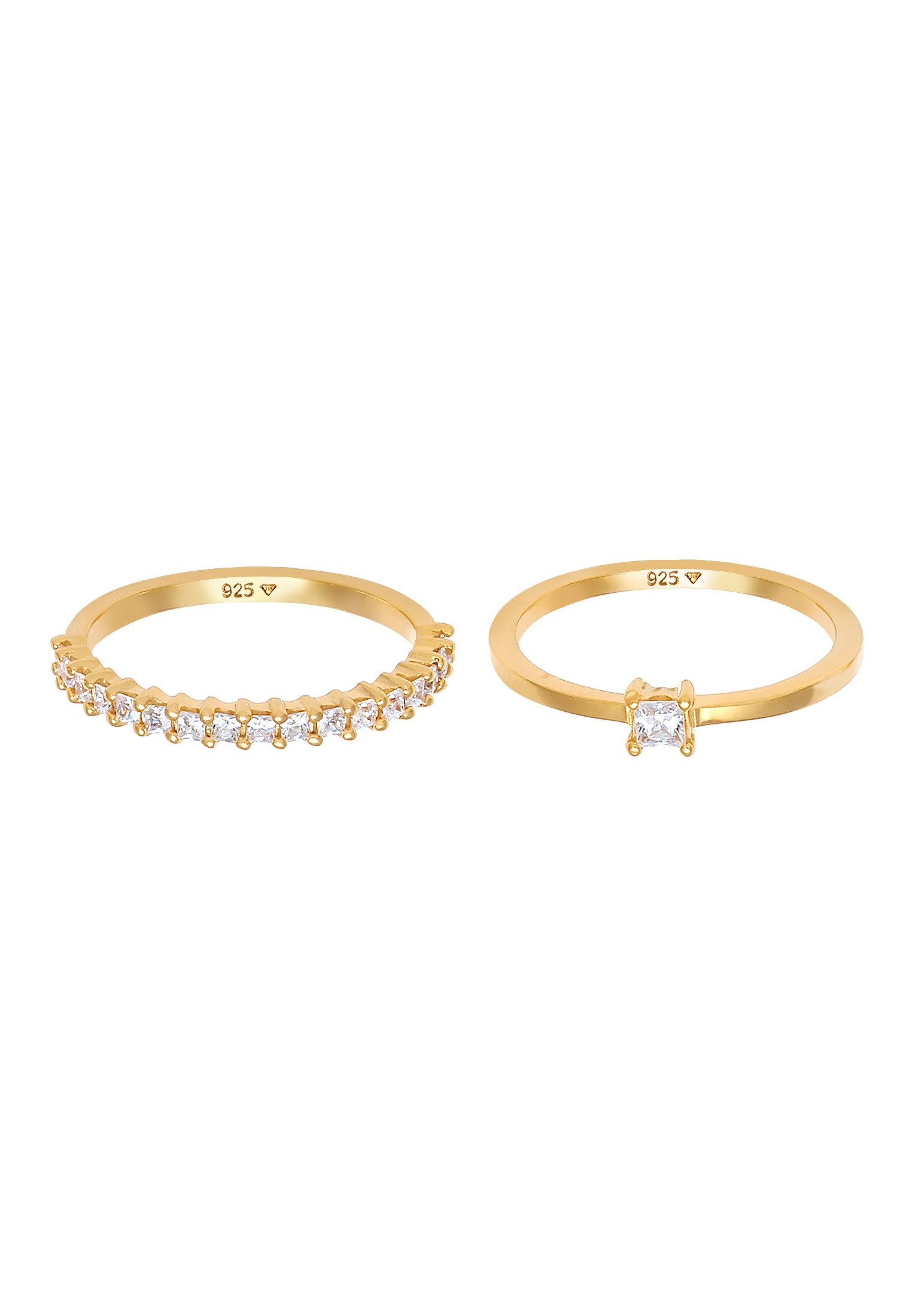 Elli Ring-Set »Ring Solitär Zirkonia Stapelring (Set 2-tlg) 925 Silber«
