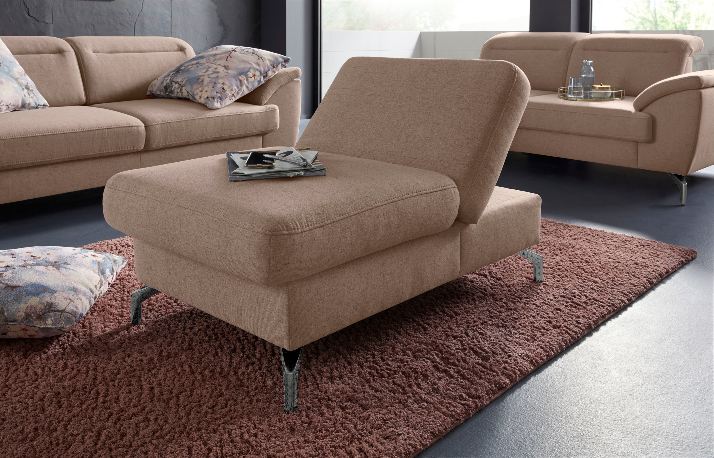 sit&more Hocker »Percy«, Fußhöhe 15cm, mit Klappfunktion, wahlweise in 2 Fußfarben