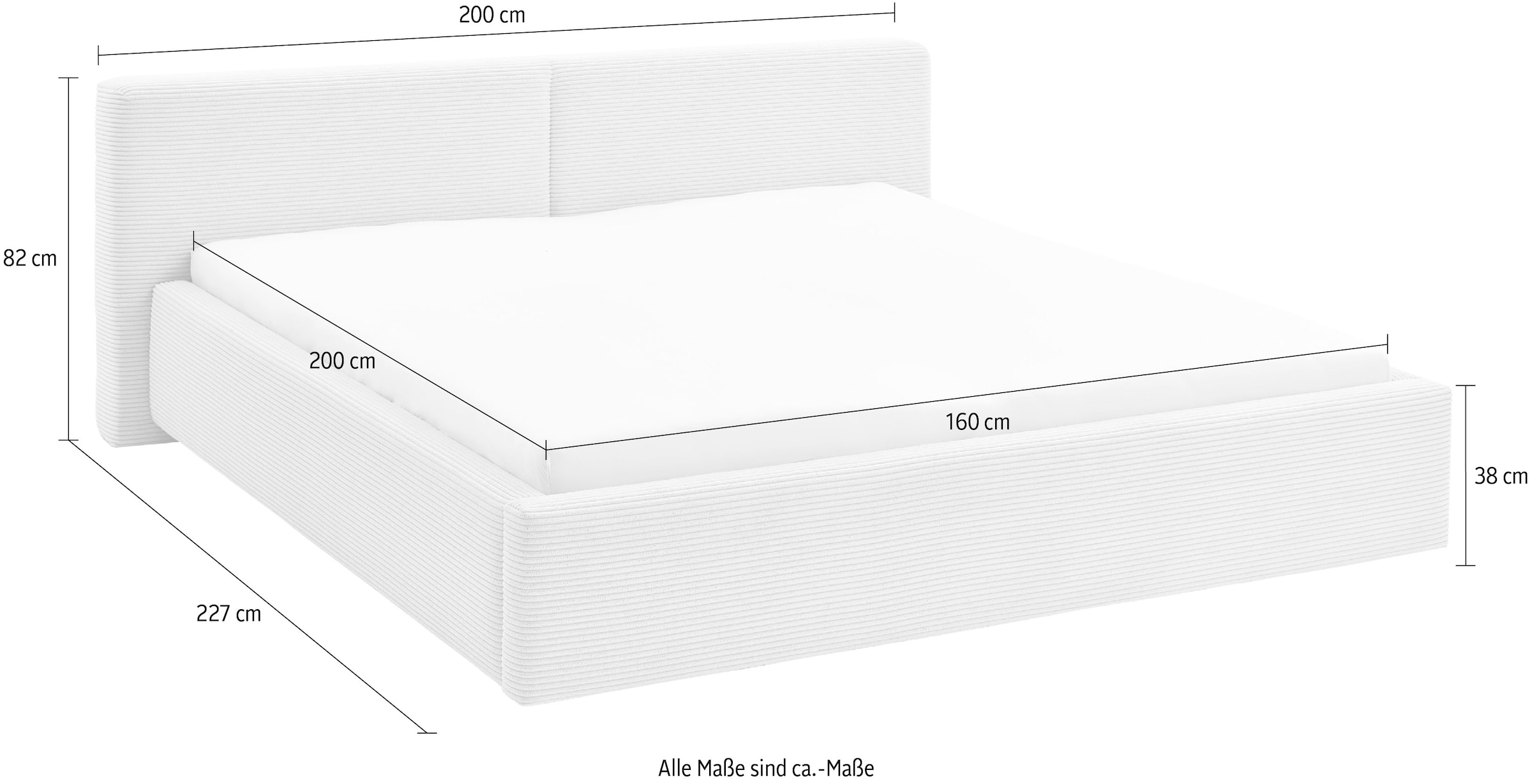 meise.möbel Polsterbett »Cube wahlweise mit Matratze und Bettkasten«, extra flaches Kopfteil, erhältlich in den Breiten 140cm, 160cm & 180cm