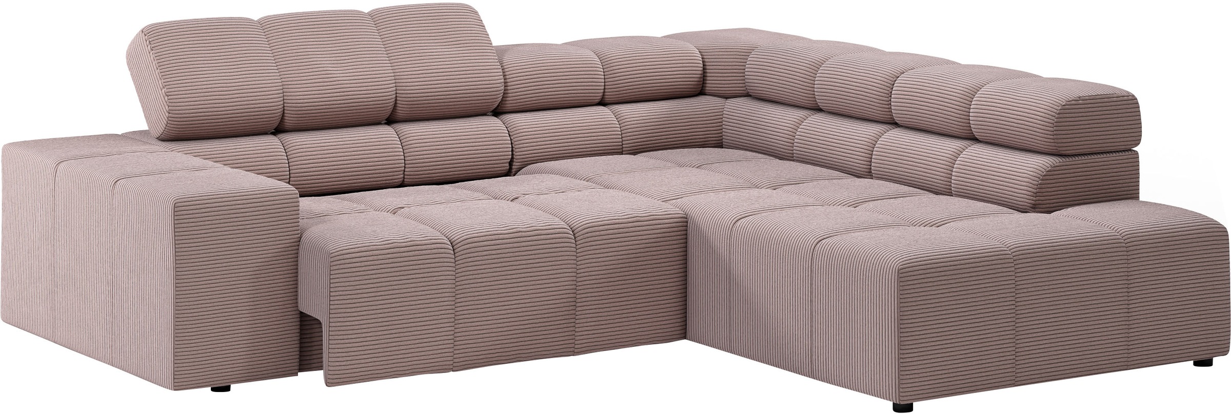 INOSIGN Ecksofa »Ancona, incl. Kopfteilverstellung + 3 Zierkissen, L-Form, bequem«, wahlweise motorische Sitztiefenverstellung, B/T(H: 249/215/70 cm