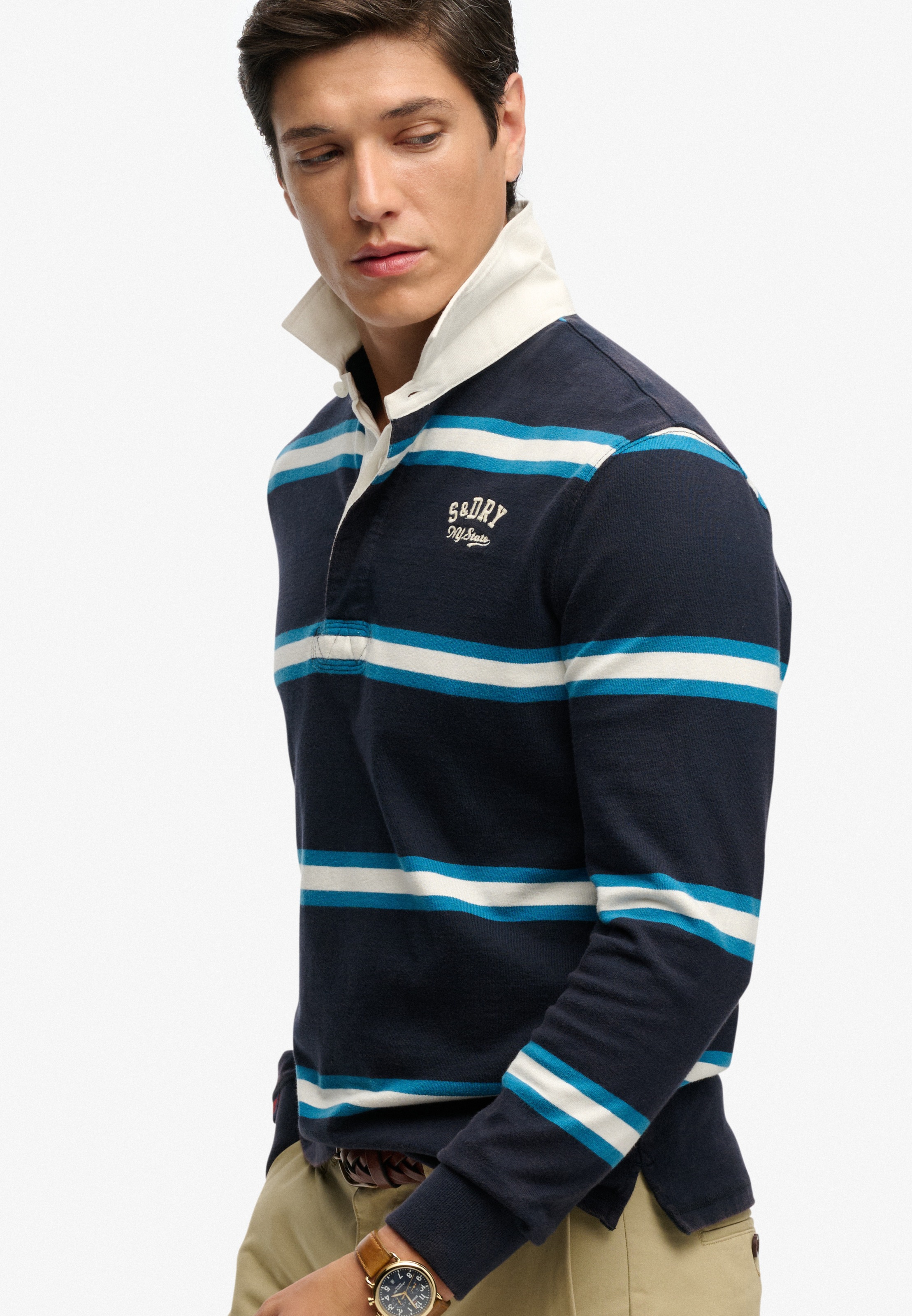 Superdry Langarm-Poloshirt »VINTAGE ATHLETIC STRIPE RUGBY« Baumwolle, relaxed fit