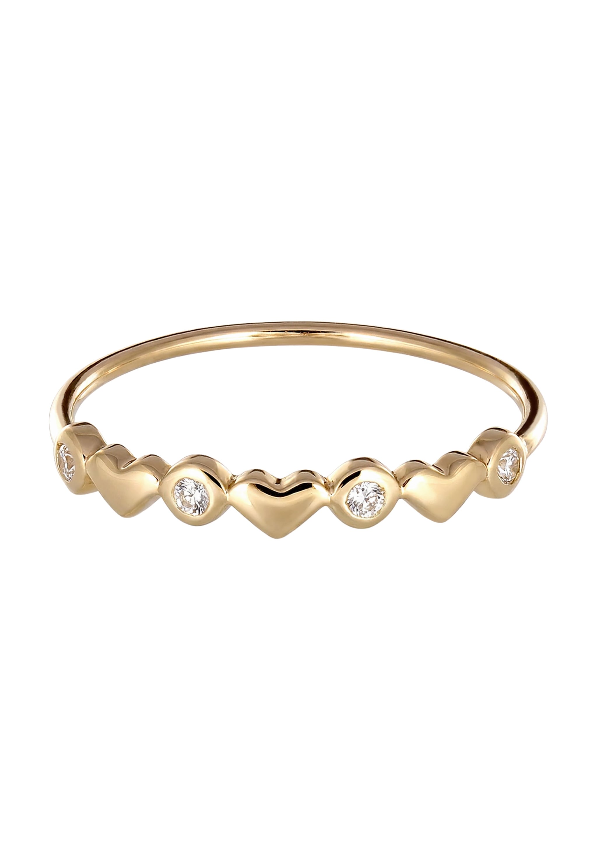 Elli Premium Silberring »Ring mit Steinen Herz Topas Weiß 375 Gelbgold«