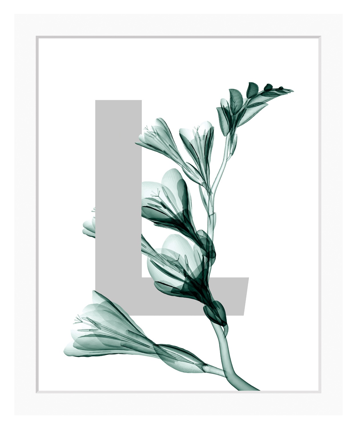 queence Bild »L-Flower«, Buchstaben, Blätter, gerahmt, Blume