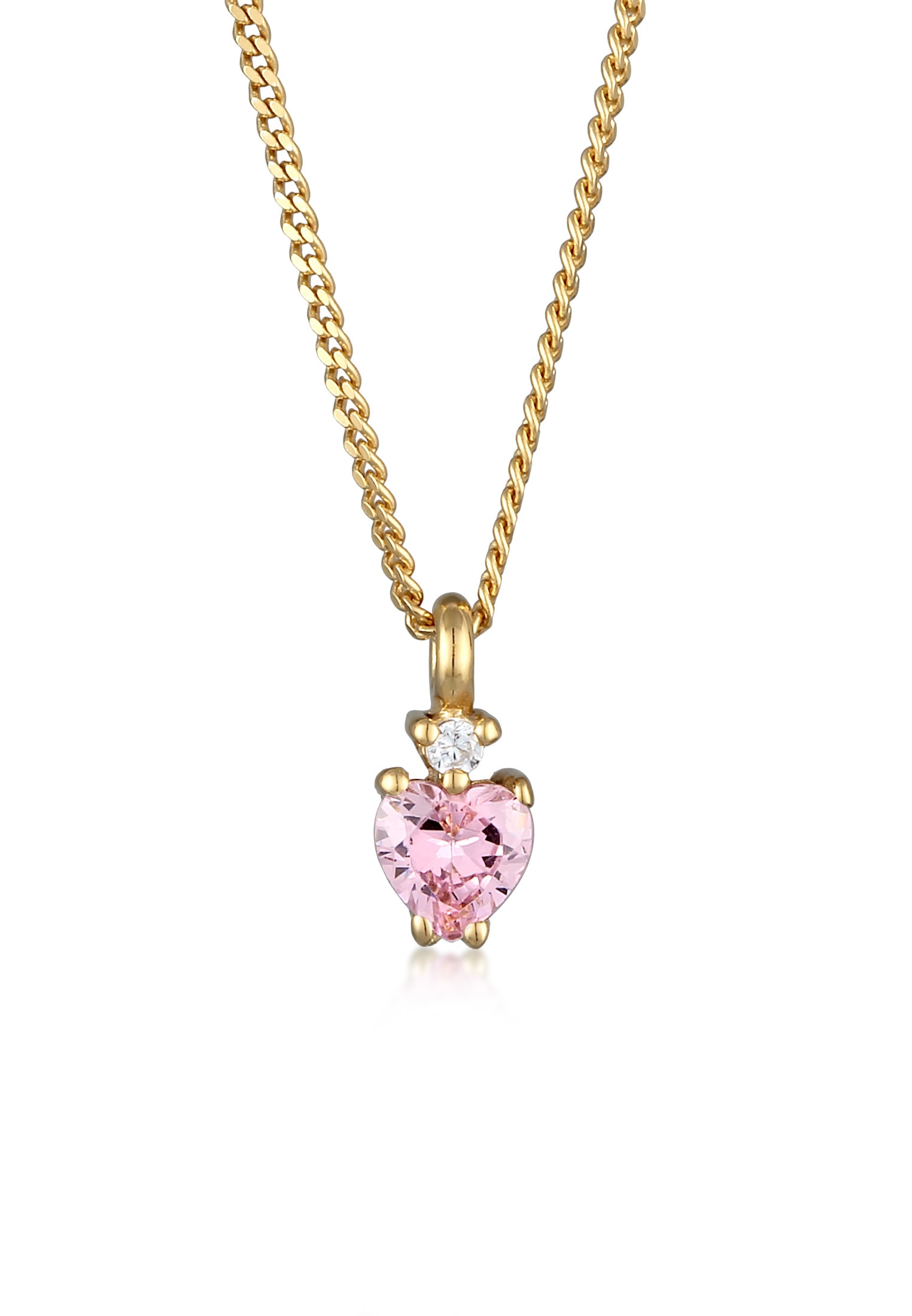 Elli Silberkette »Halskette Herz Zirkonia Solitär Funkelnd 925 Silber Vergoldet«