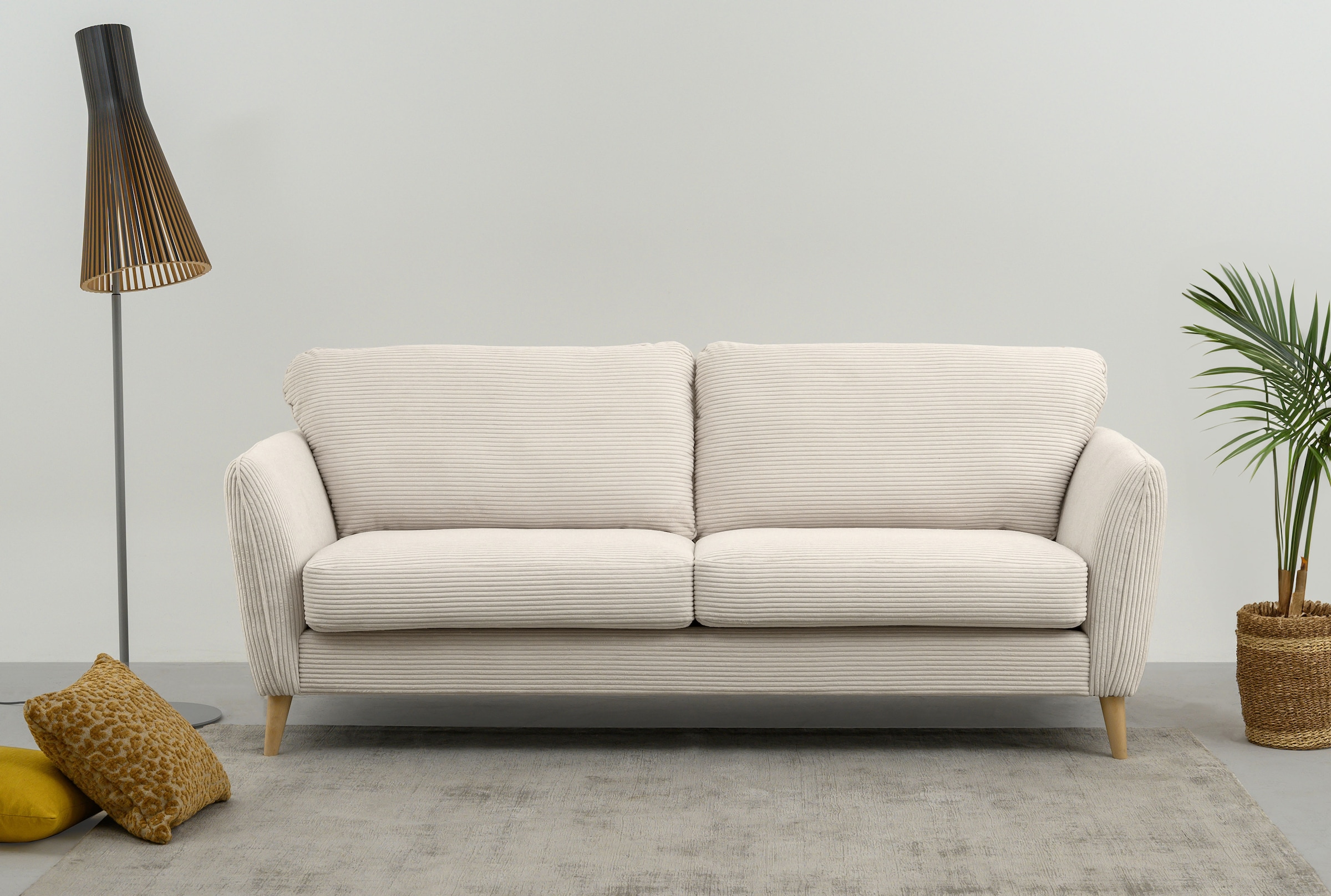 Home affaire 3-Sitzer »MARSEILLE Sofa 206 cm«, mit Massivholzbeinen aus Eiche, verschiedene Bezüge und Farbvarianten