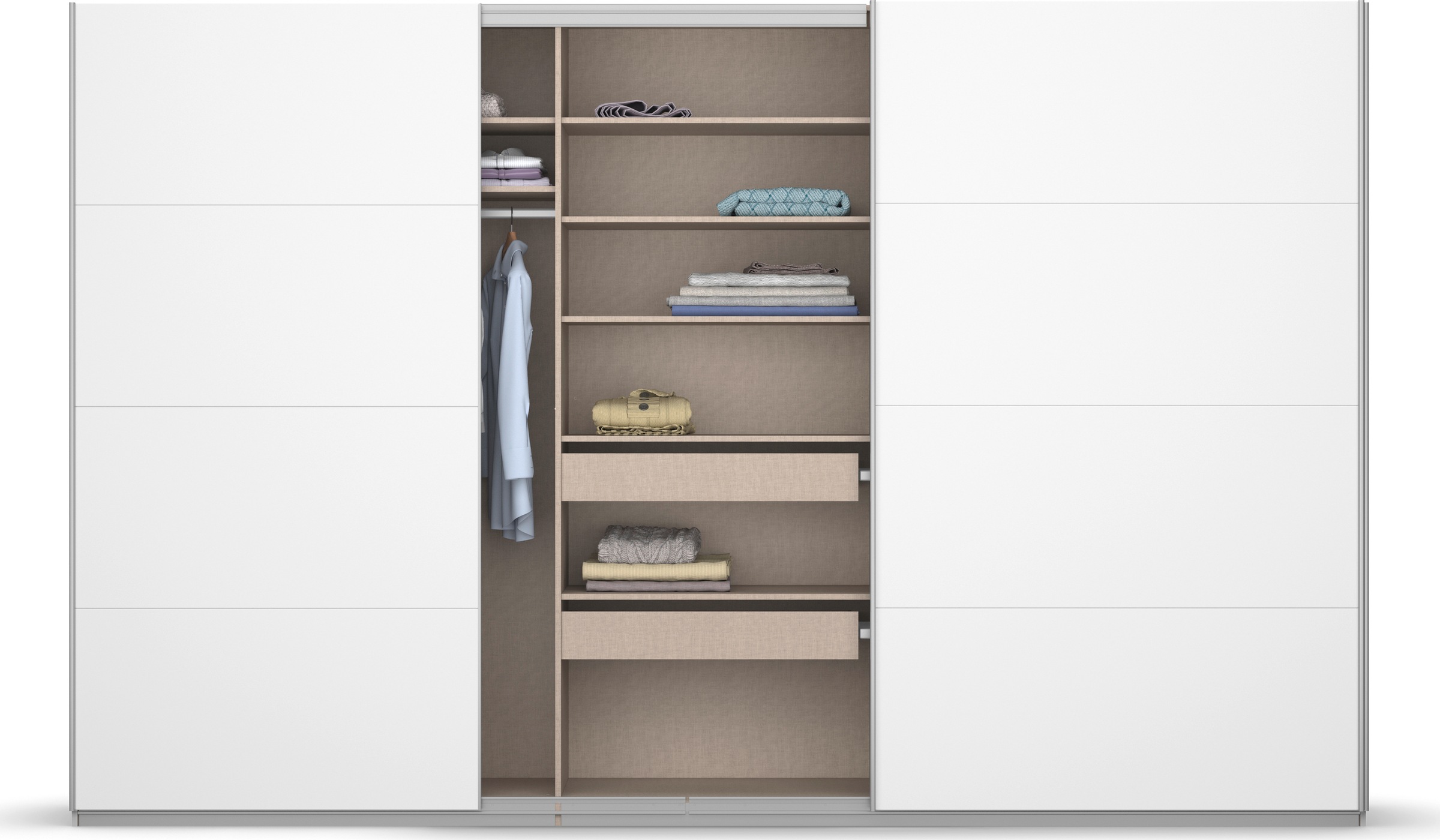 rauch Schwebetürenschrank »Kleiderschrank Schrank Garderobe KOLUNA mit Dekor-Front«, inkl. 2 Innenschubladen sowie extra Einlegeböden MADE IN GERMANY