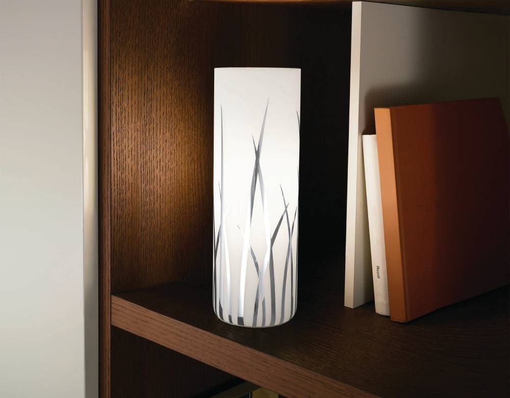 EGLO Tischleuchte »RIVATO Tischlampe, Nachttischlampe, Glas mit Dekor, weiß, chrom, E27« E27 Gräser-Dekor, elegant, modern, Wohnzimmer, Schlafzimmer, 26x9cm