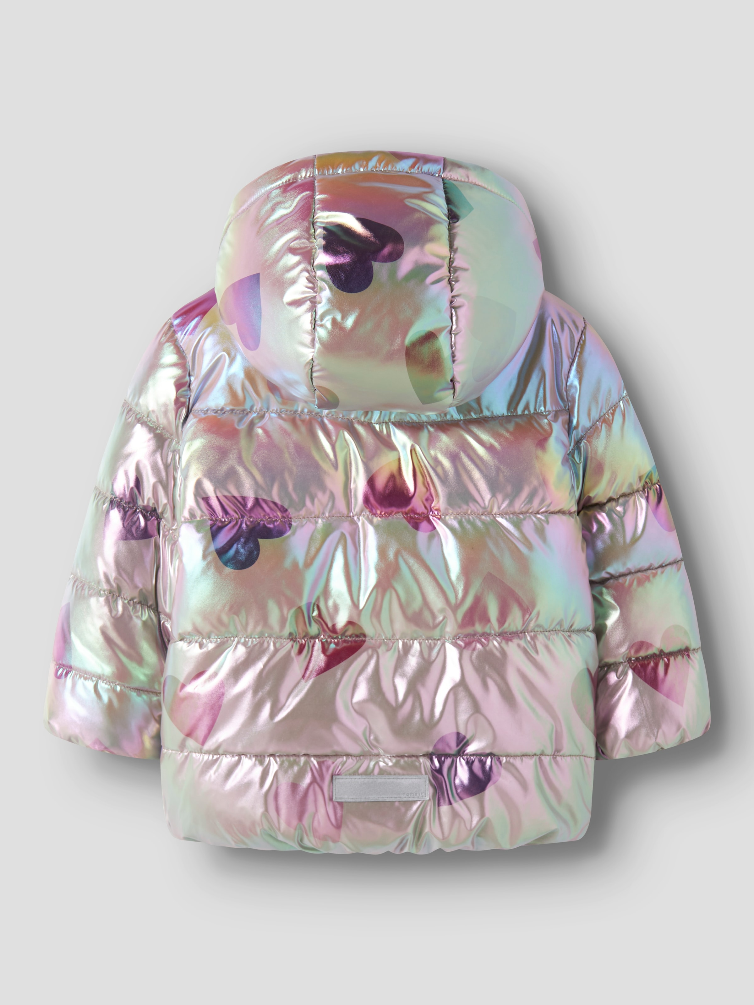Name It Steppjacke »NMFMOLINA PUFFER JACKET SHINY AOP« mit Kapuze Kunstfaser, glänzende Optik