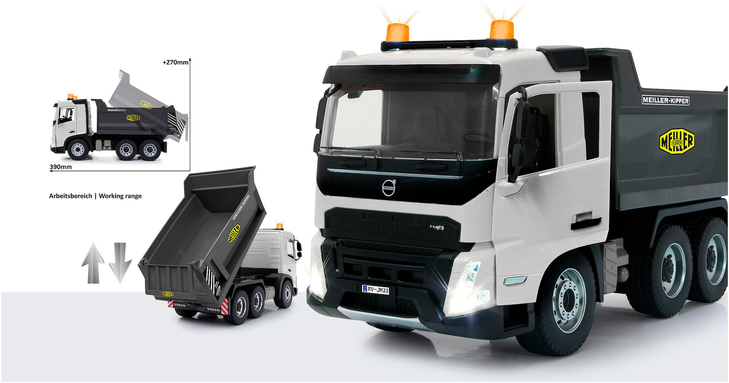 Jamara RC-Auto »Muldenkipper Volvo FMX Meiller 2,4GHz«, mit LED Beleuchtung