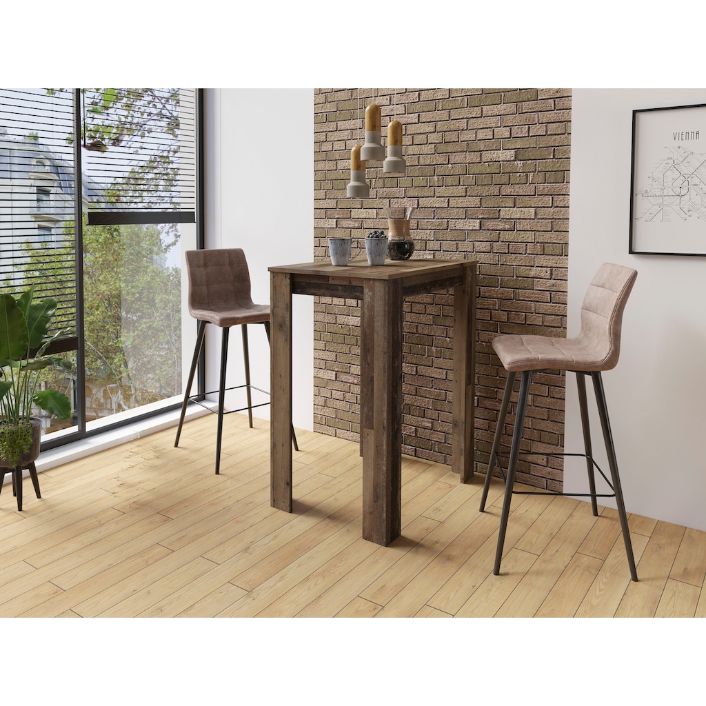 byLIVING Bargruppe »Essgruppe Nele, Stühle Simone«, (Set, 3 tlg., Tisch mit Barhockern)