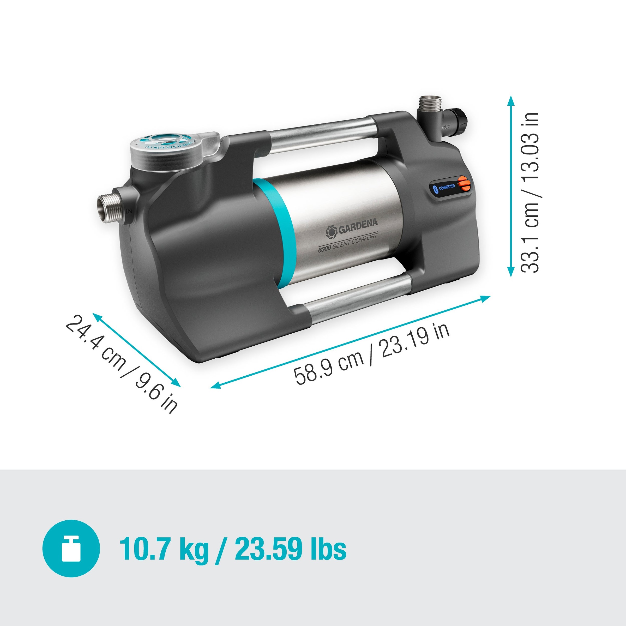 GARDENA Gartenpumpe »6300 SilentComfort«, besonders geräuscharm, mit Bluetooth®, 6300 l/h, 1050 W