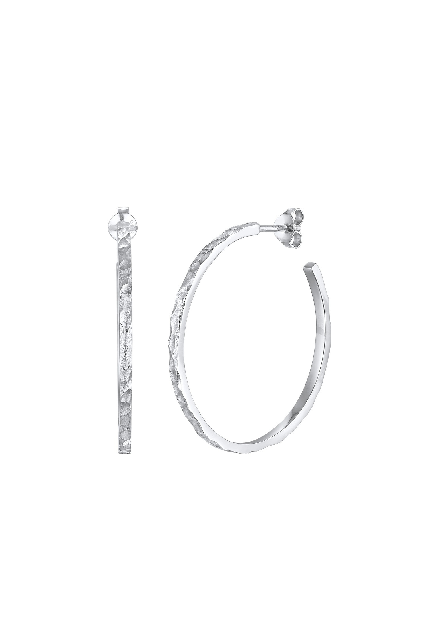Elli Paar Ohrstecker »Ohrringe Creolen Stecker Gehämmert Organic Look 925 Silber«