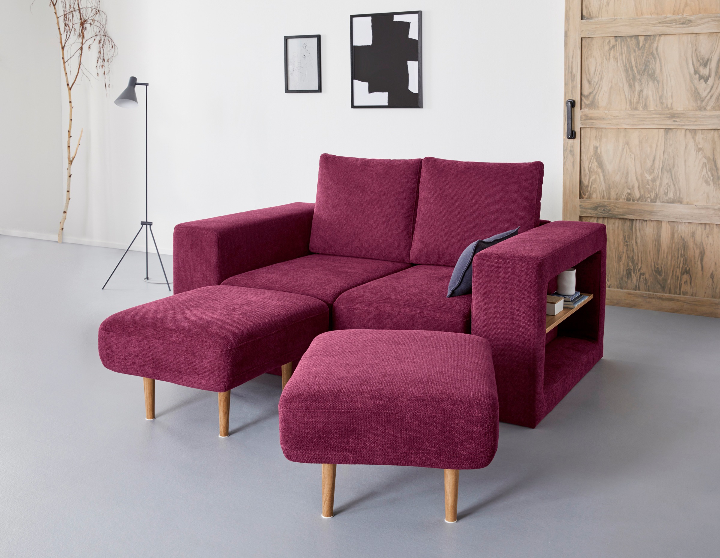 LOOKS by Wolfgang Joop 2-Sitzer »Looksvb«, Verwandlungssofa: aus Sofa wird Sofa mit 2 Hockern, mit Regalfunktion