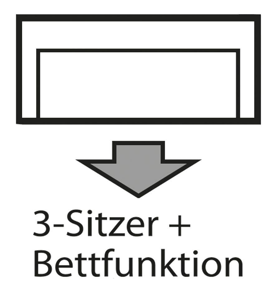 Home affaire 3-Sitzer »TRIPLO optionale Schlafsofa mit Bettkasten, Maße B/T/H: 215/100/89 cm«, Wahlweise Bettfunktion - Liegefläche 145x191 cm, Rücken-, Zierkissen
