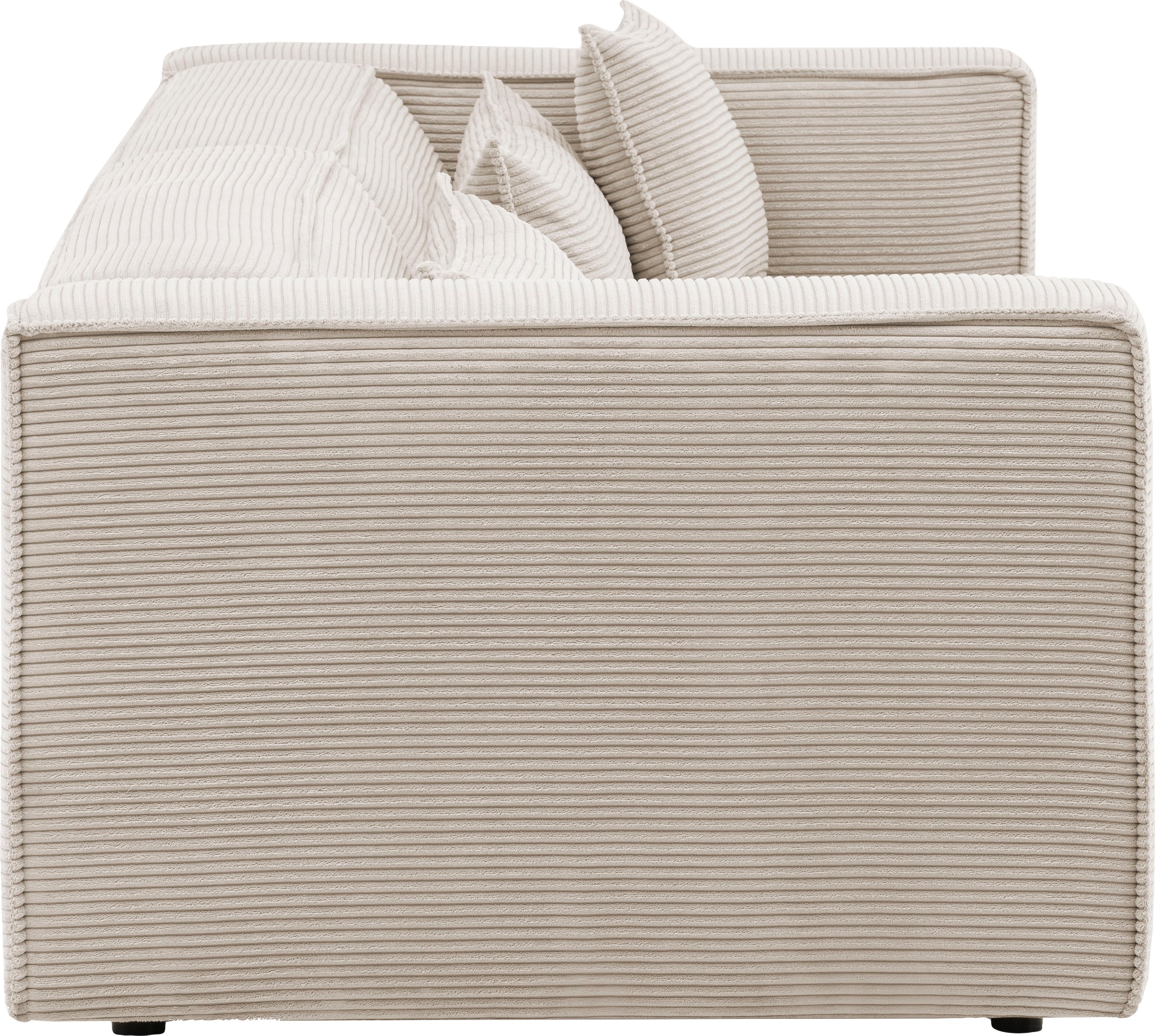 LeGer Home by Lena Gercke 3-Sitzer »PIARA, Couch mit Kedernaht, Sofa in Cord oder Leinenoptik«, schwarze Füße, bequemer Sitzkomfort
