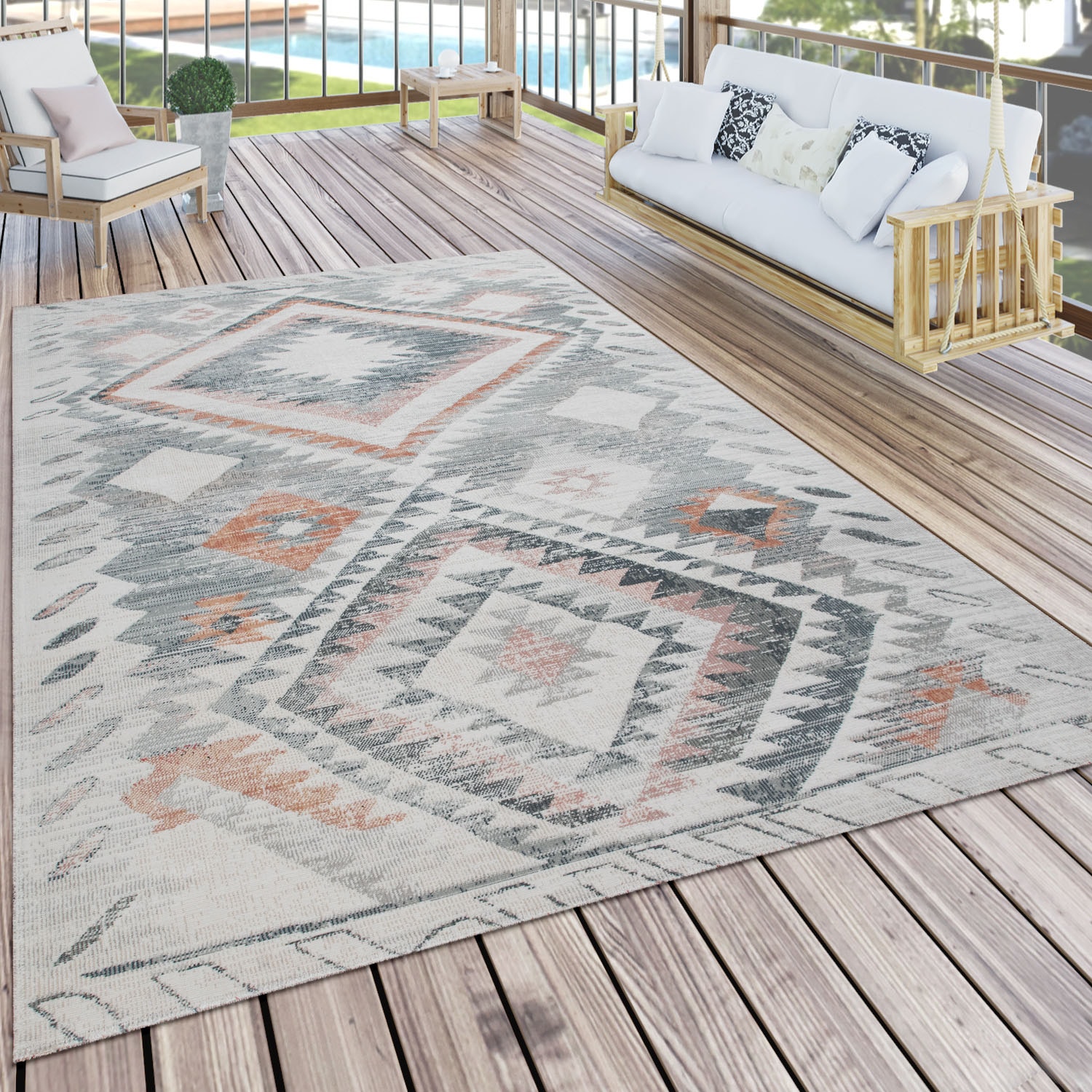 Rauten Paco In- geeignet »Mabella Design, Vintage Outdoor 496«, und rechteckig, Flachgewebe, Motiv, Home Teppich