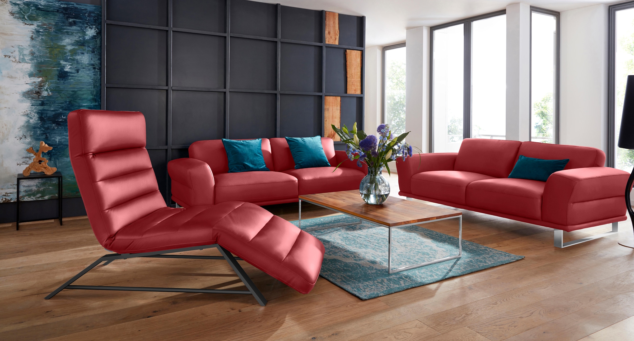 W.SCHILLIG 2,5-Sitzer »montanaa« mit Metallkufen in Chrom glänzend, Breite 212 cm