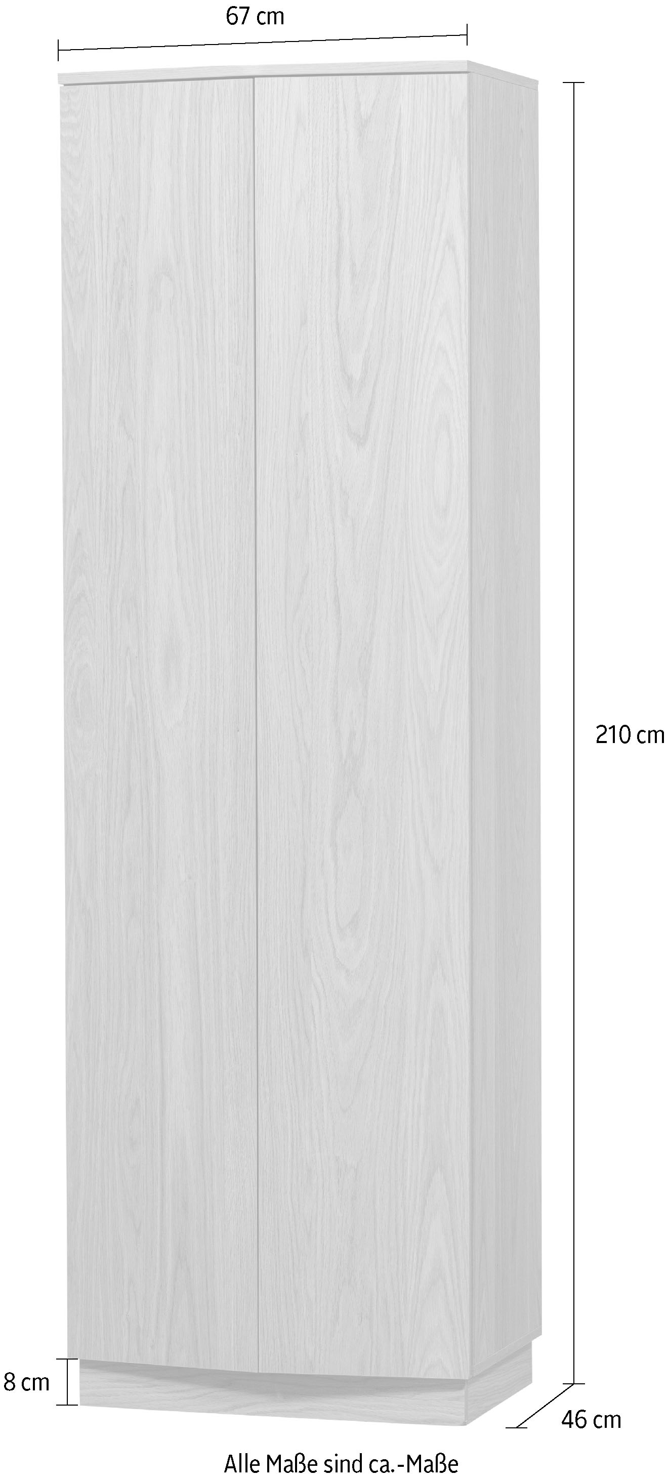 WOOOD Buffet »WOOOD ZUMA HOCHSCHRANK 67 CM EICHE FURNIER TRANSPARENT [fsc]« Hochschrank aus Eichenfurnier mit zeitlosem Design und Maserung